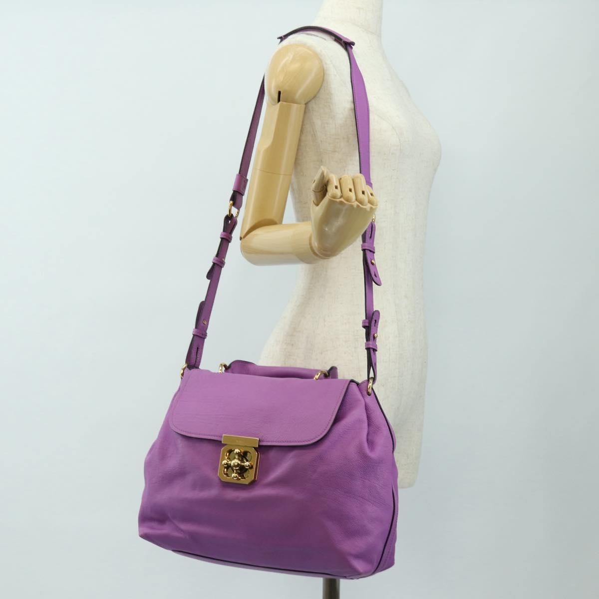 Chloe Elsie Hand Bag Leather 2way Purple Gold Auth am12030V