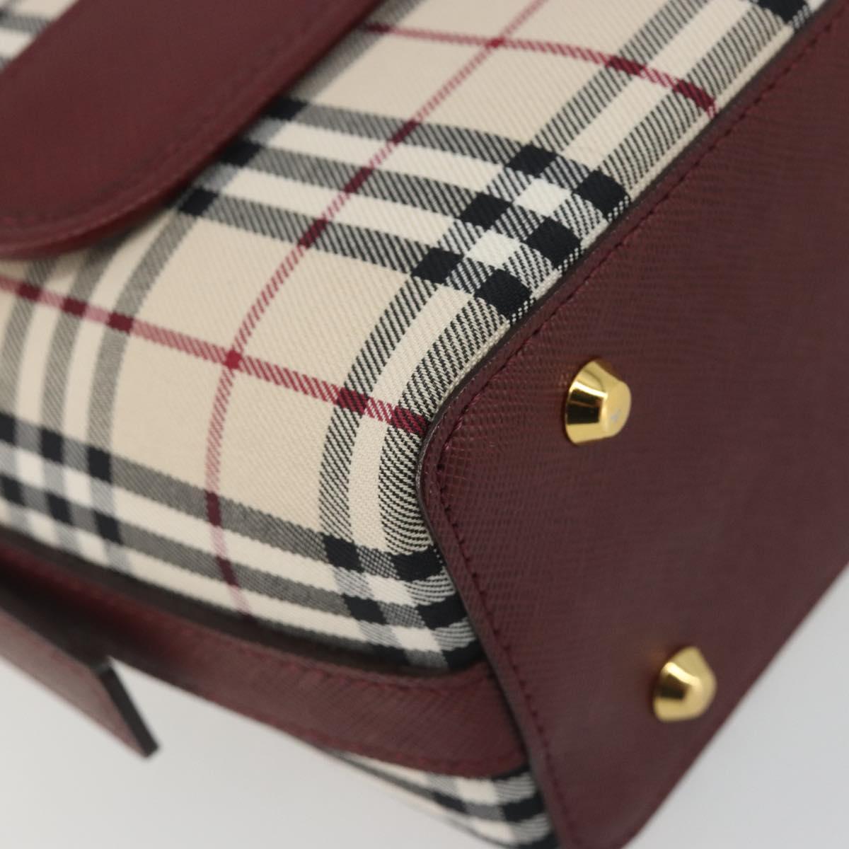 BURBERRY Nova Check Hand Bag Canvas Beige Gold Auth am12032V