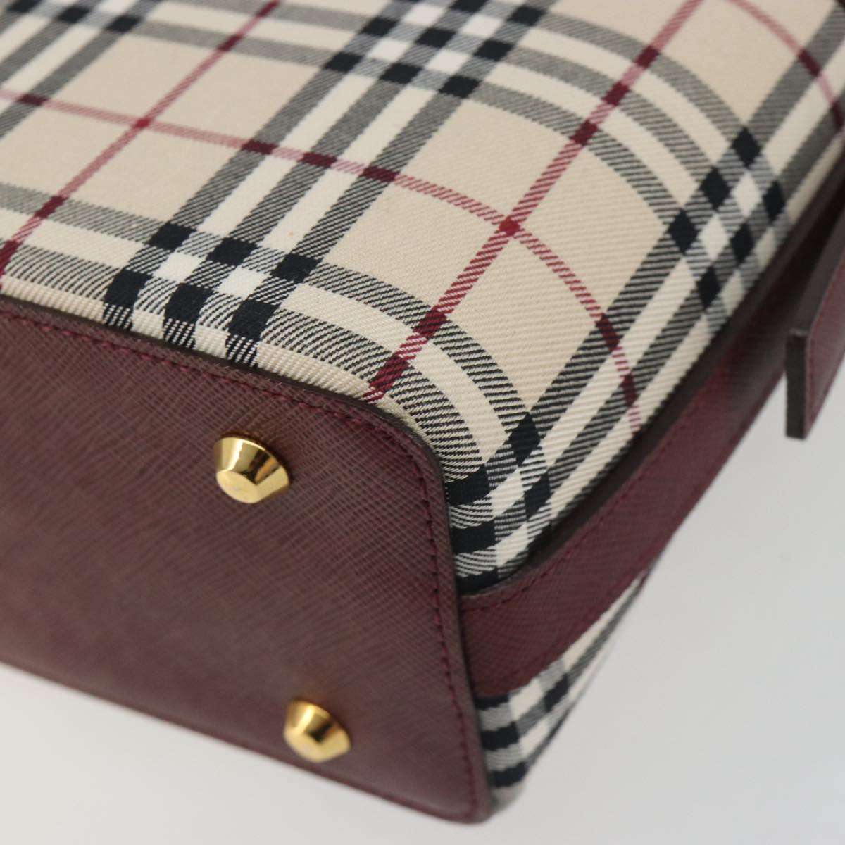 BURBERRY Nova Check Hand Bag Canvas Beige Gold Auth am12032V