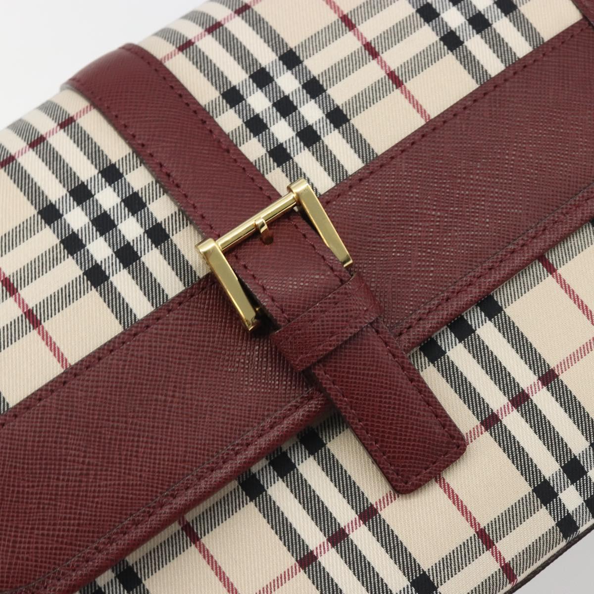 BURBERRY Nova Check Hand Bag Canvas Beige Gold Auth am12032V