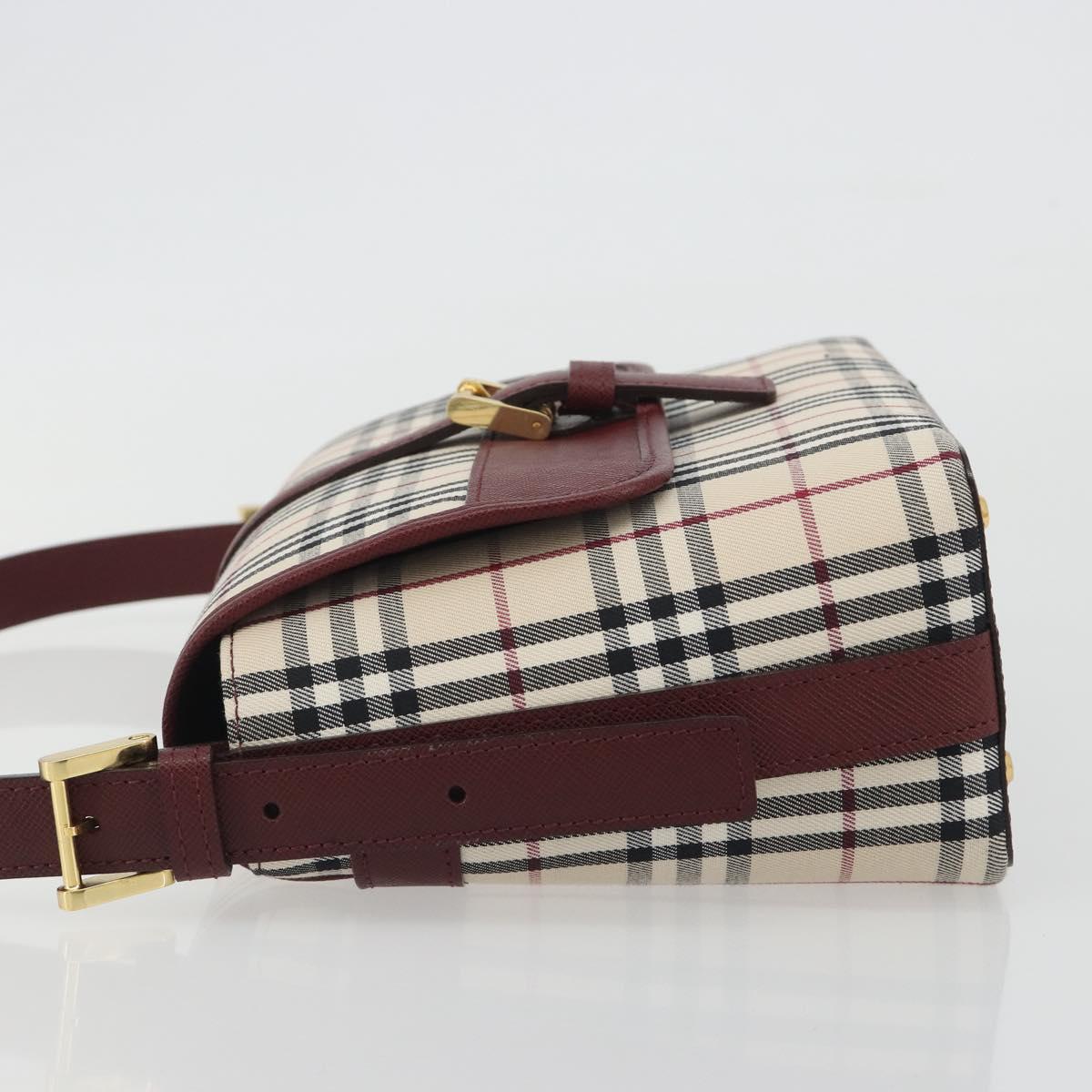 BURBERRY Nova Check Hand Bag Canvas Beige Gold Auth am12032V