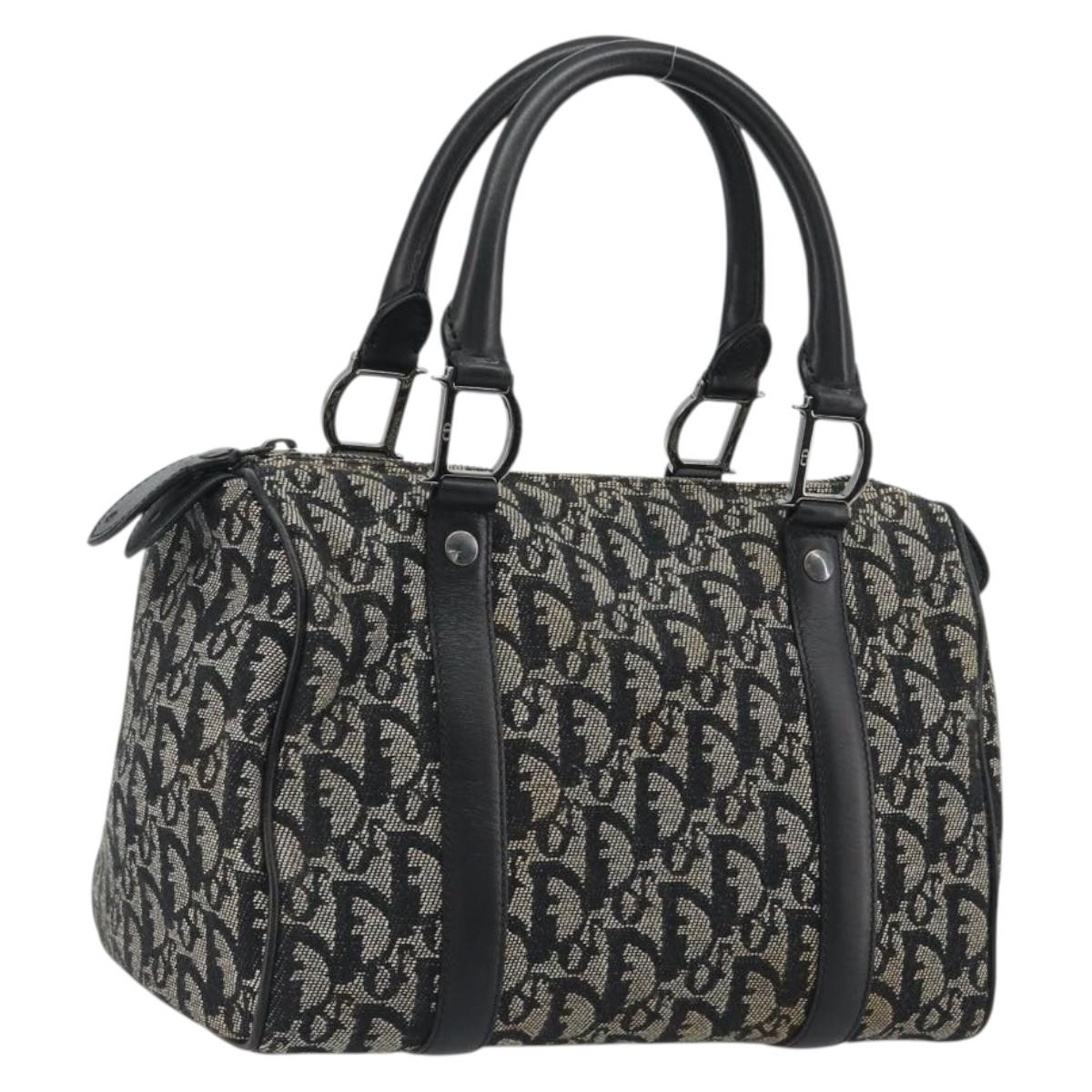 Christian Dior Trotter Canvas Hand Bag Navy Silver Auth am12033A