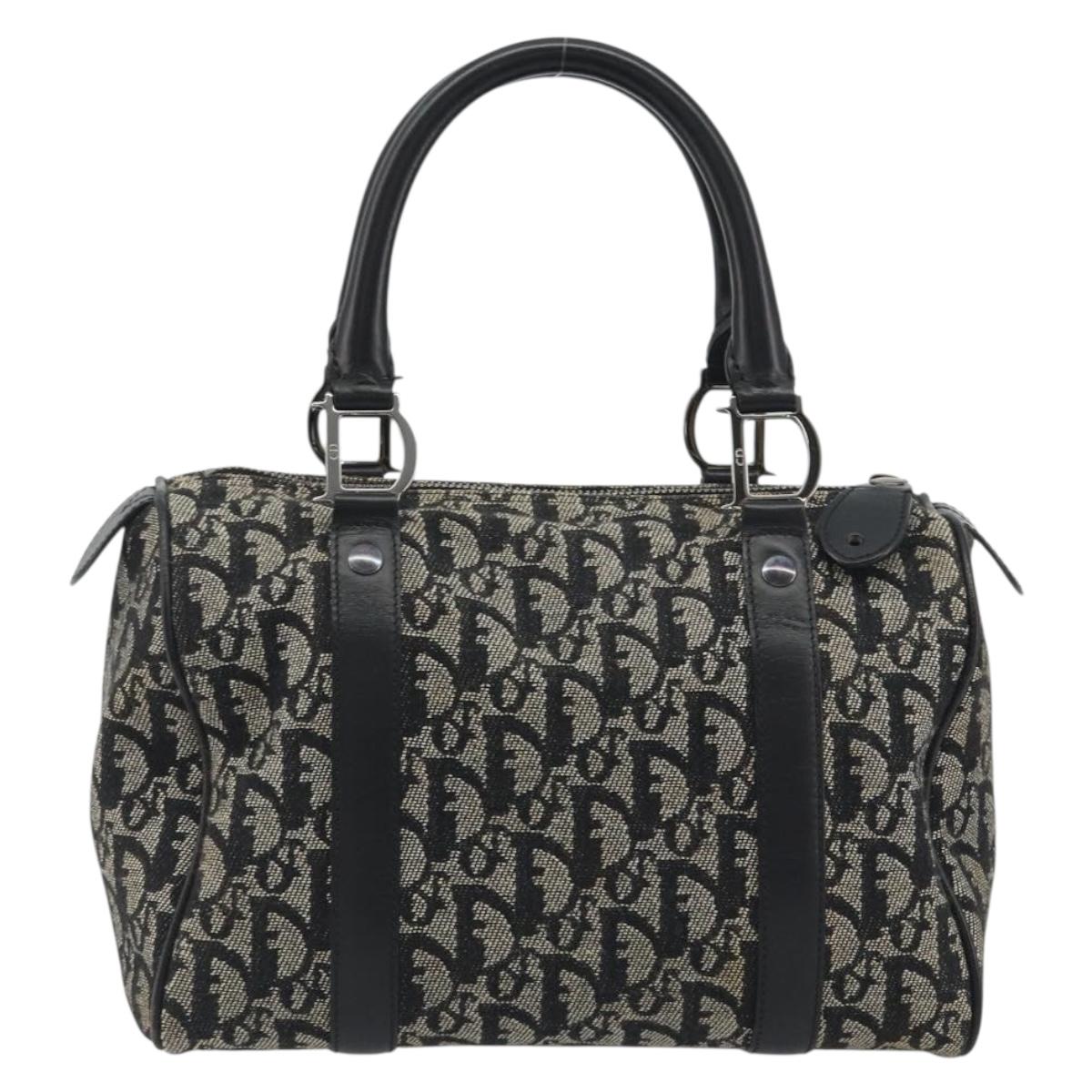 Christian Dior Trotter Canvas Hand Bag Navy Silver Auth am12033A