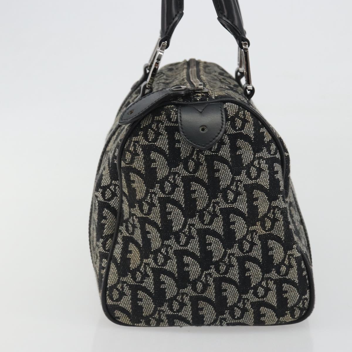 Christian Dior Trotter Canvas Hand Bag Navy Silver Auth am12033A