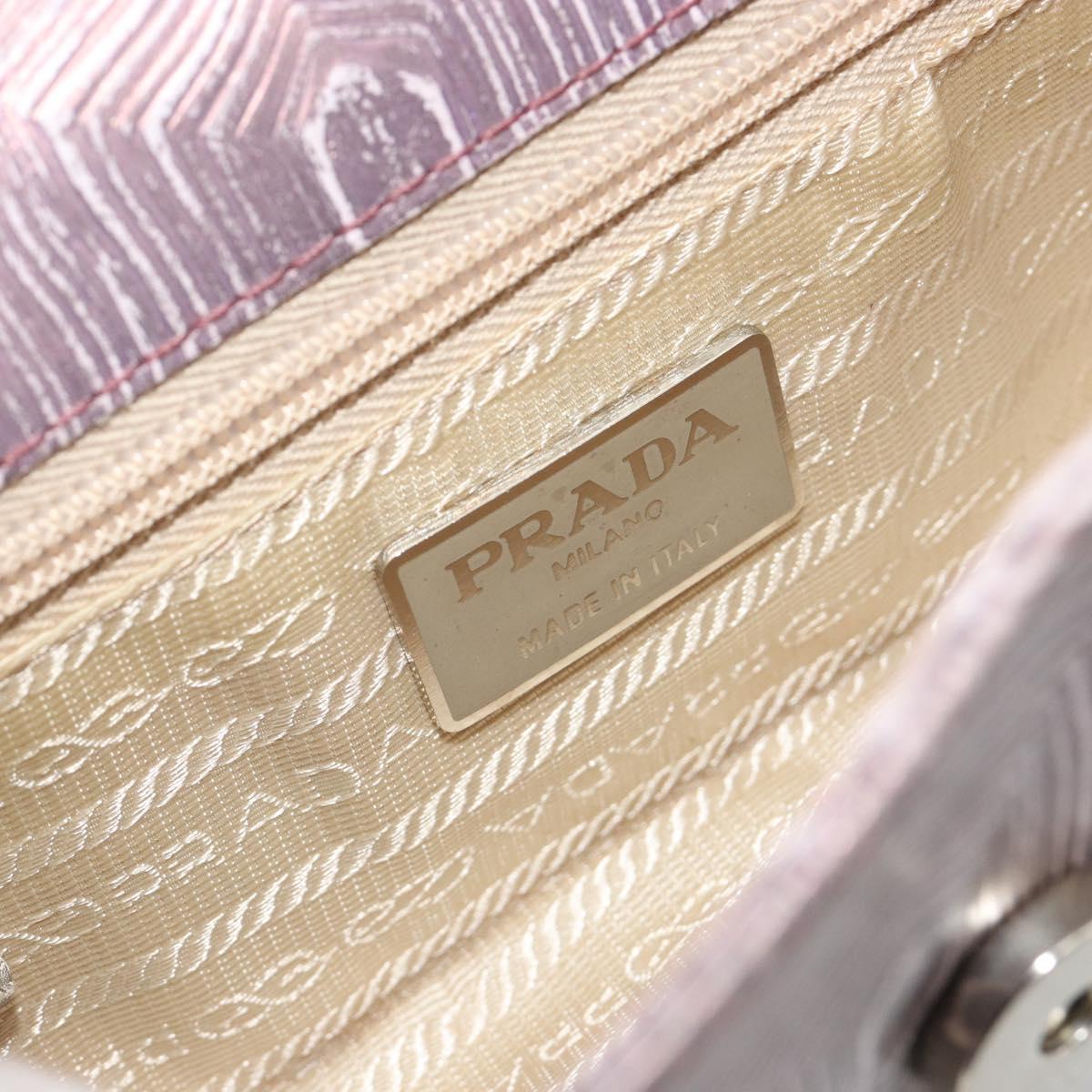 PRADA Hand Bag Leather Purple Silver Auth am12034V