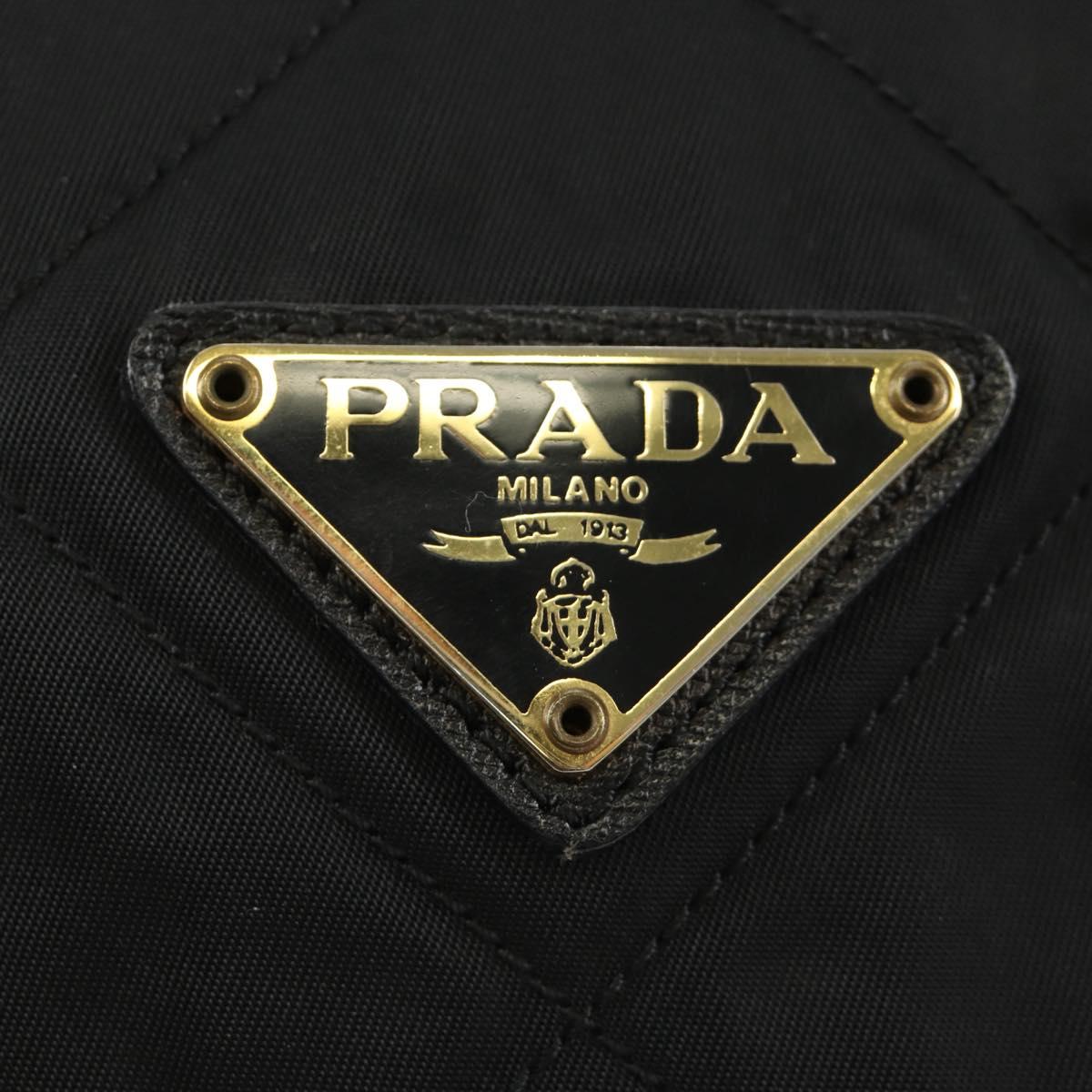 PRADA Chain Tote Bag Nylon Black Gold Auth am12036V