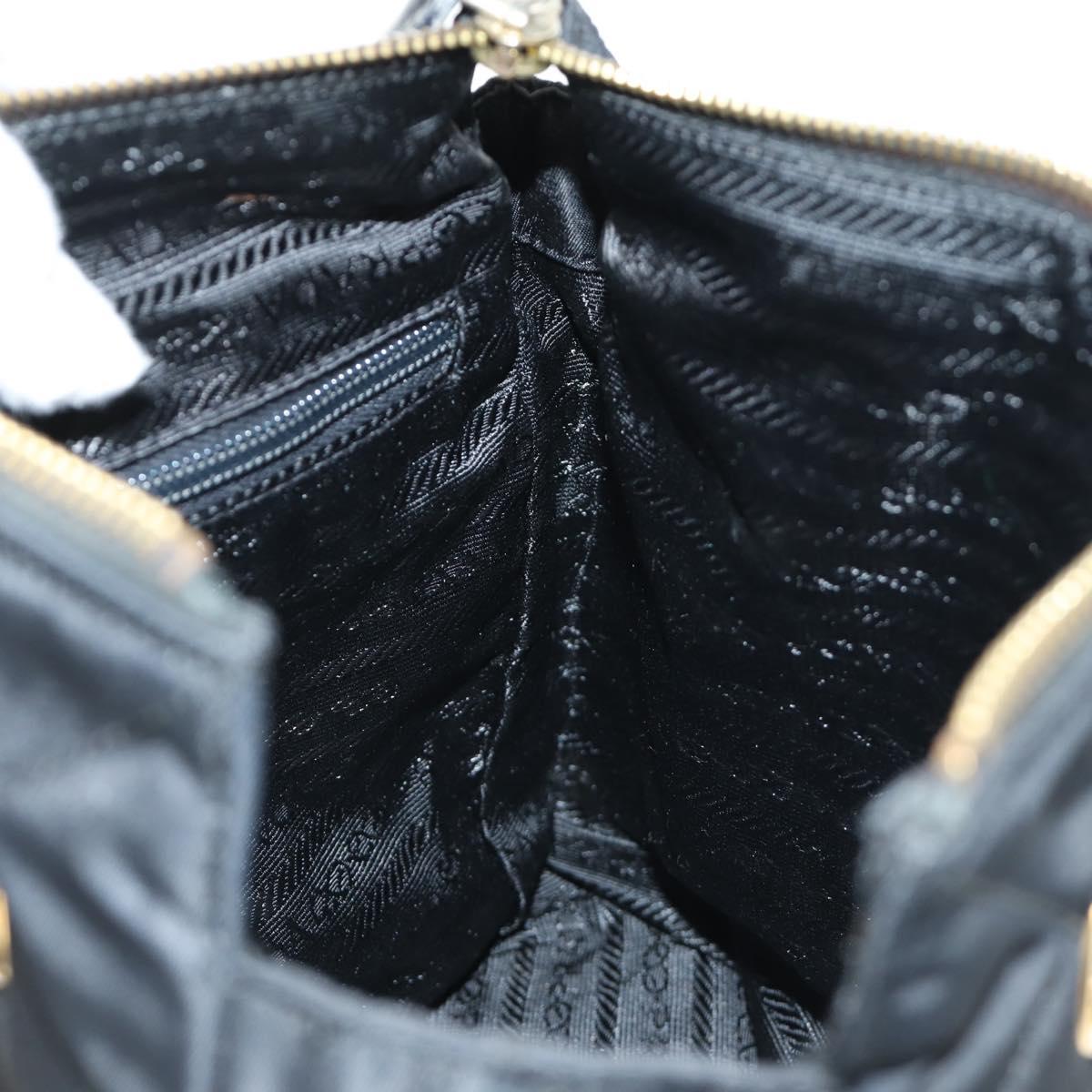 PRADA Chain Tote Bag Nylon Black Gold Auth am12036V