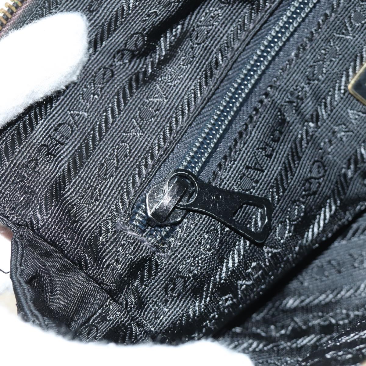 PRADA Chain Tote Bag Nylon Black Gold Auth am12036V