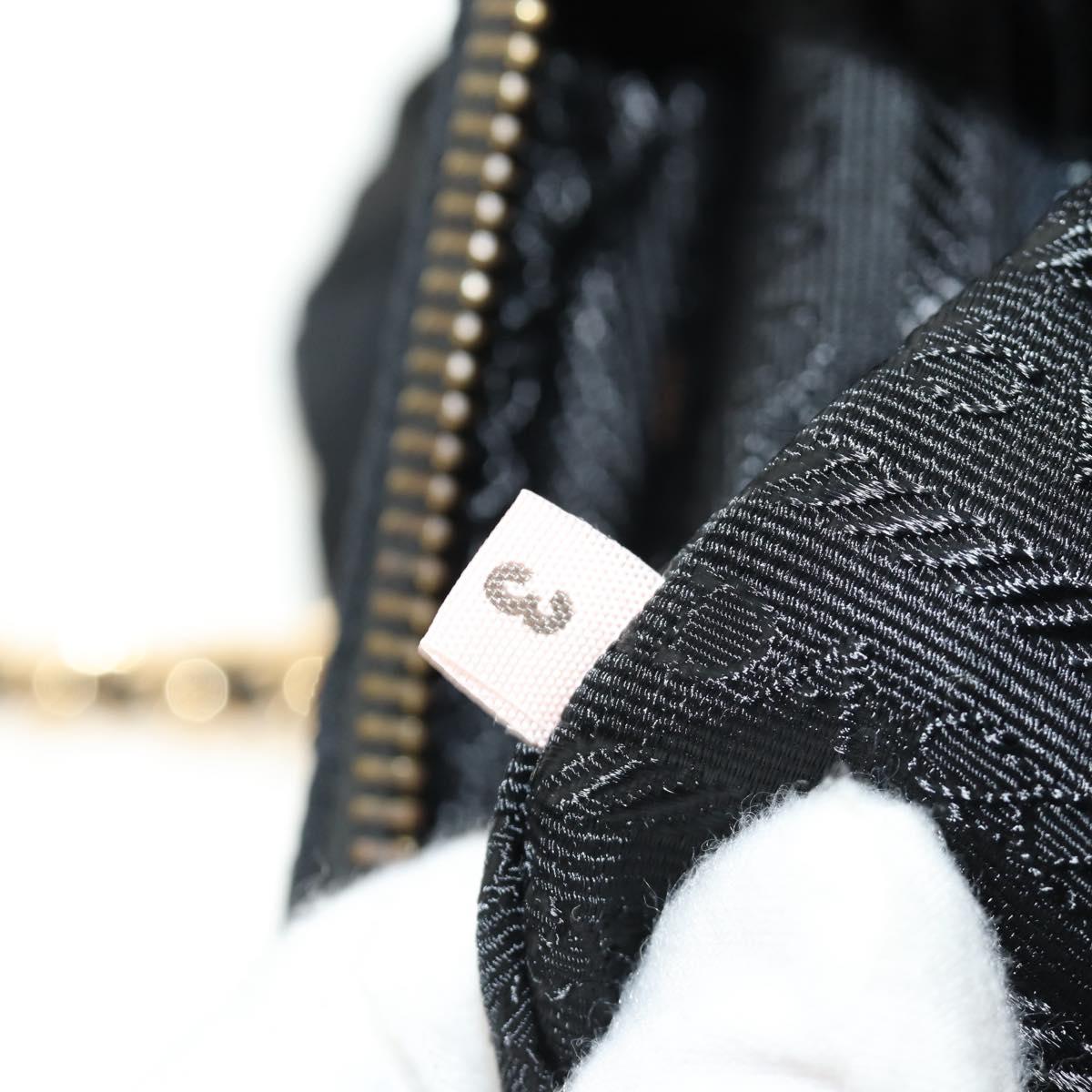 PRADA Chain Tote Bag Nylon Black Gold Auth am12036V