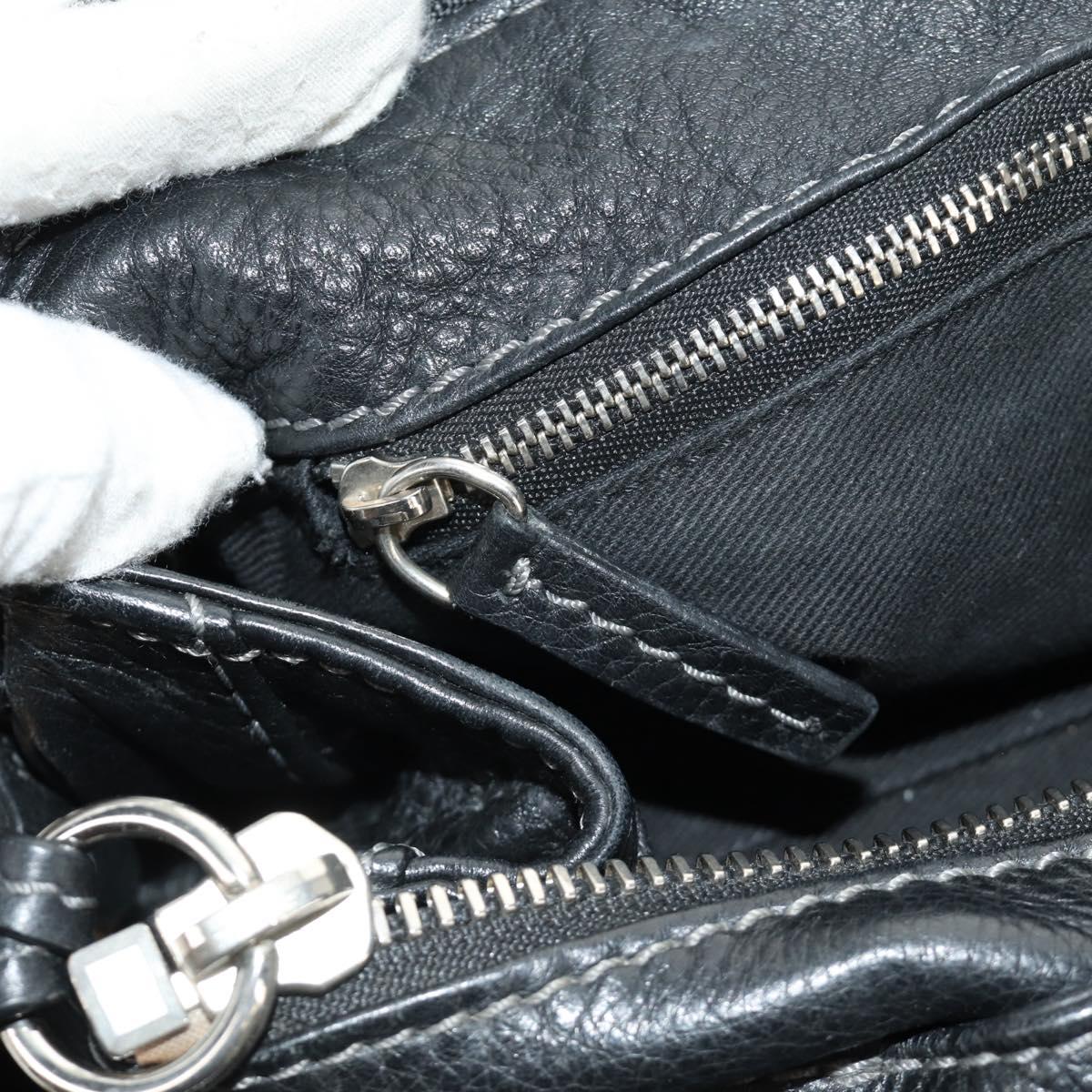 Chloe Paddington Hand Bag Leather Black Gold Silver Auth am12037V