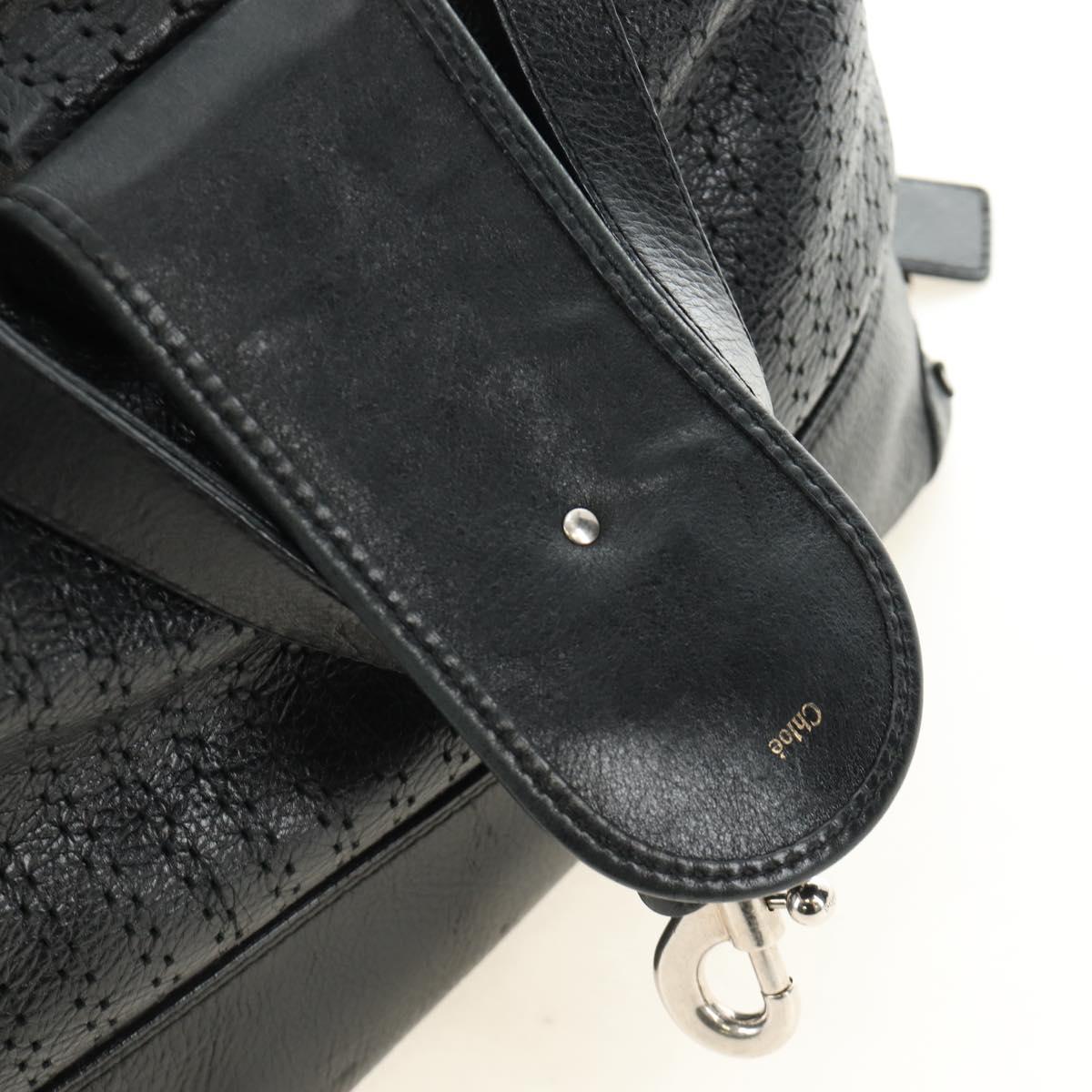 Chloe Kerala Hand Bag Leather Black Silver Auth am12038V