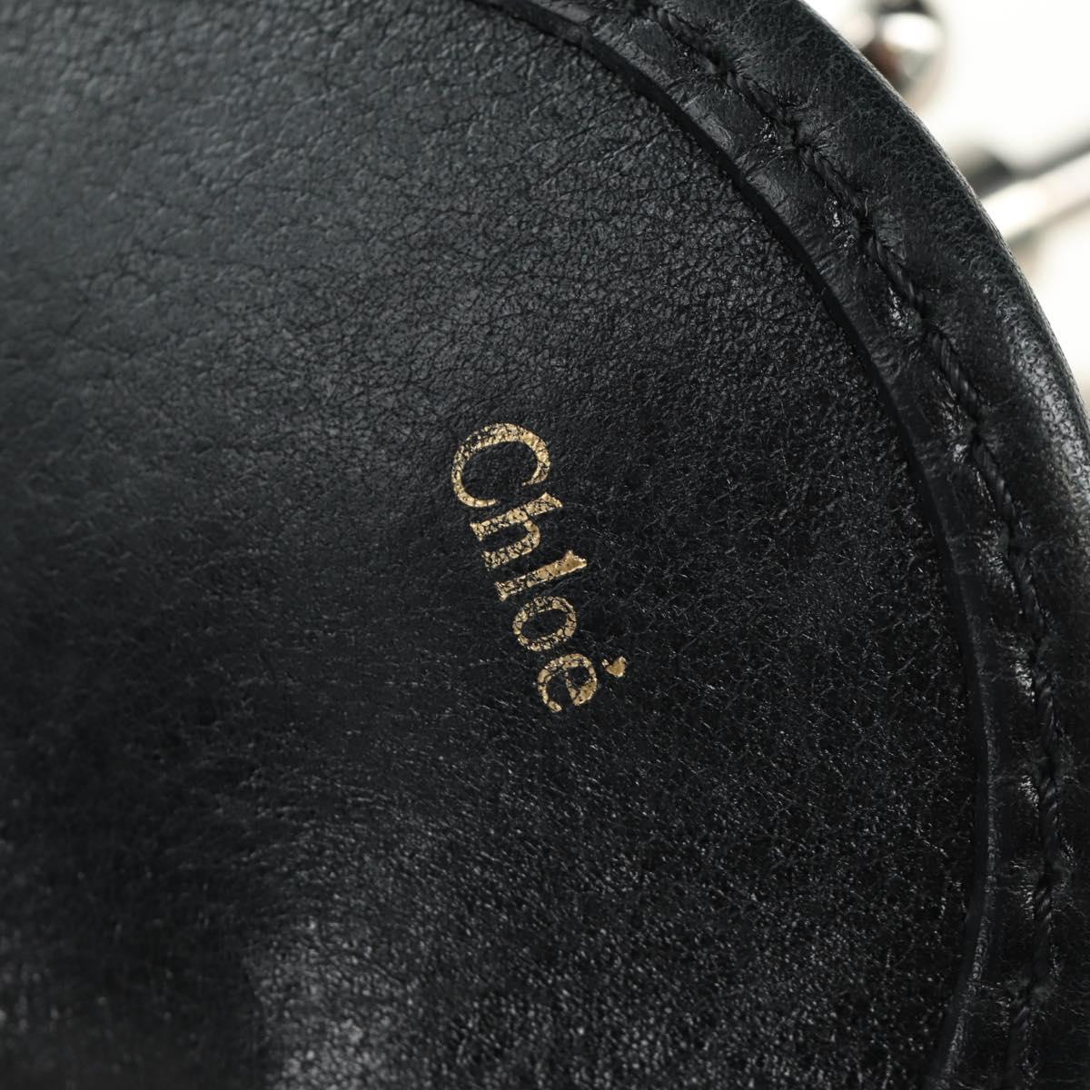Chloe Kerala Hand Bag Leather Black Silver Auth am12038V