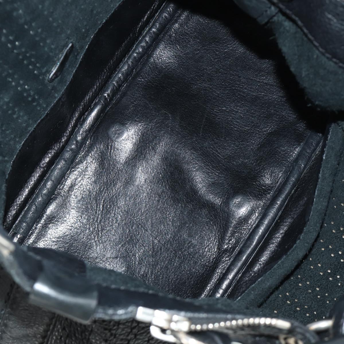 Chloe Kerala Hand Bag Leather Black Silver Auth am12038V