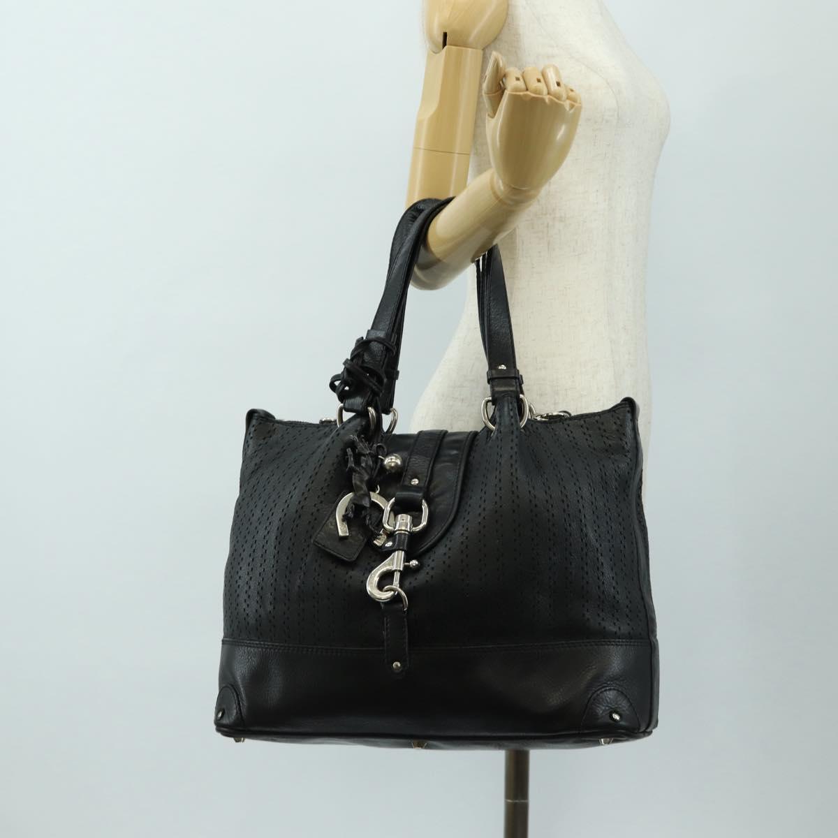 Chloe Kerala Hand Bag Leather Black Silver Auth am12038V