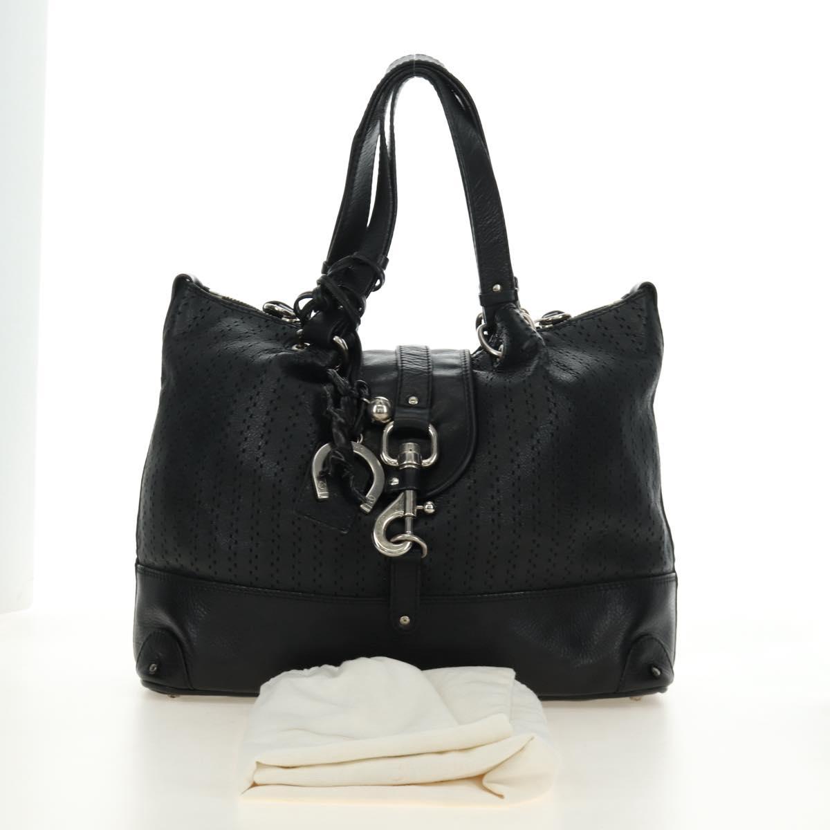 Chloe Kerala Hand Bag Leather Black Silver Auth am12038V