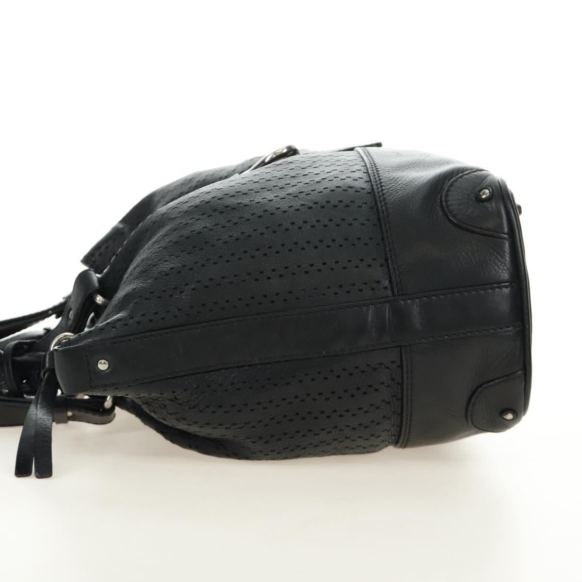 Chloe Kerala Hand Bag Leather Black Silver Auth am12038V