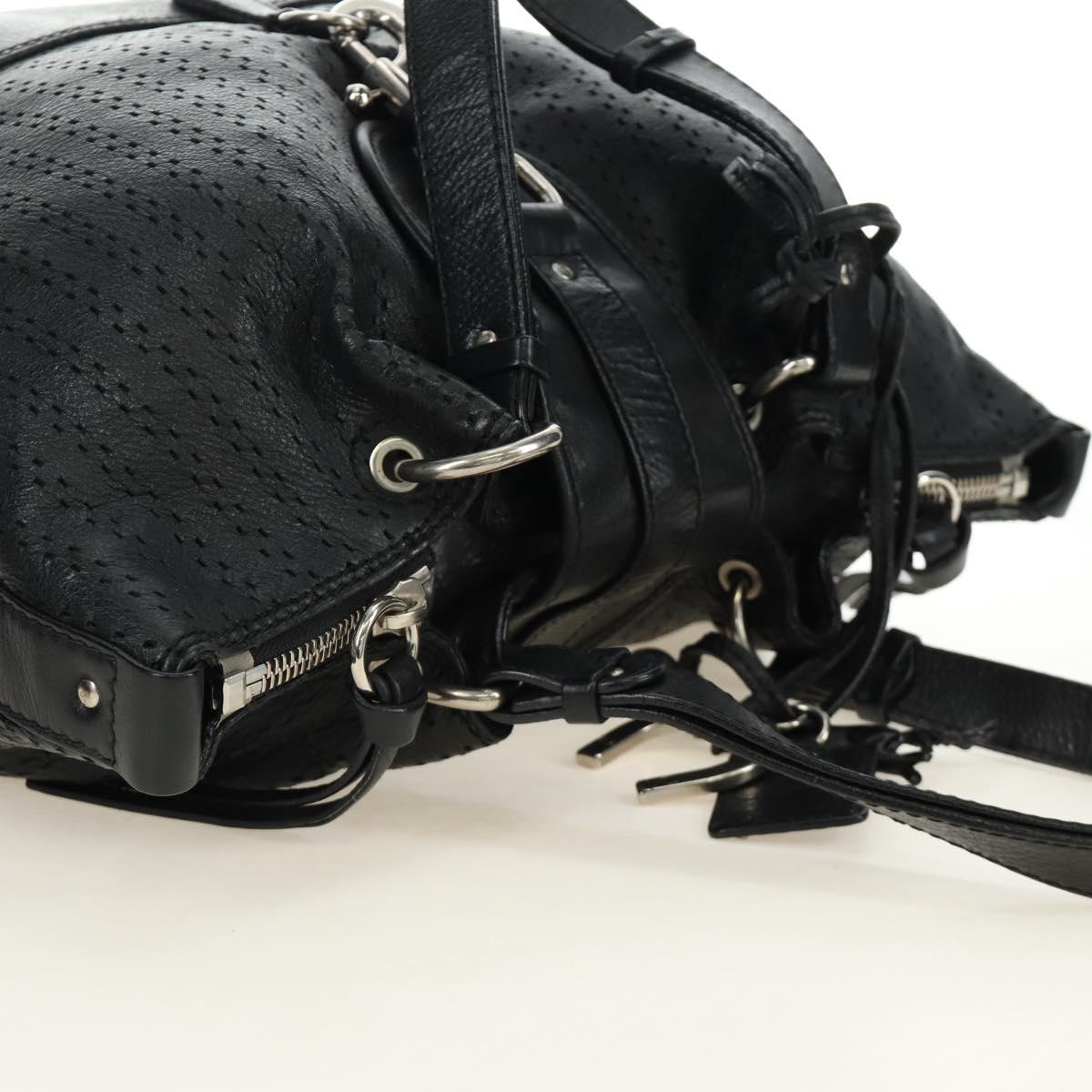 Chloe Kerala Hand Bag Leather Black Silver Auth am12038V