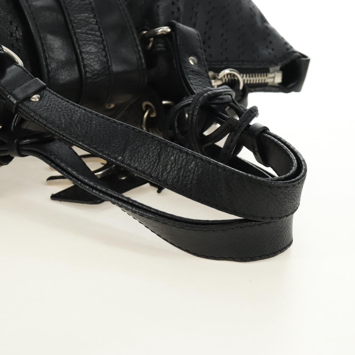 Chloe Kerala Hand Bag Leather Black Silver Auth am12038V