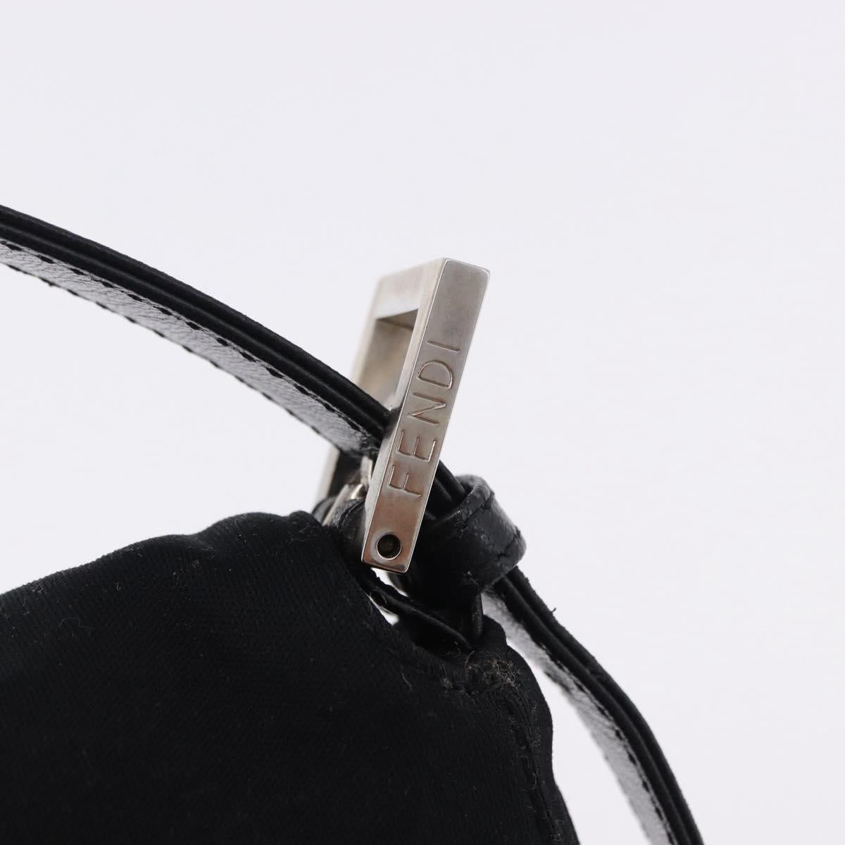 FENDI Mamma Baguette Shoulder Bag Cotton jersey Black Silver Auth am12039A