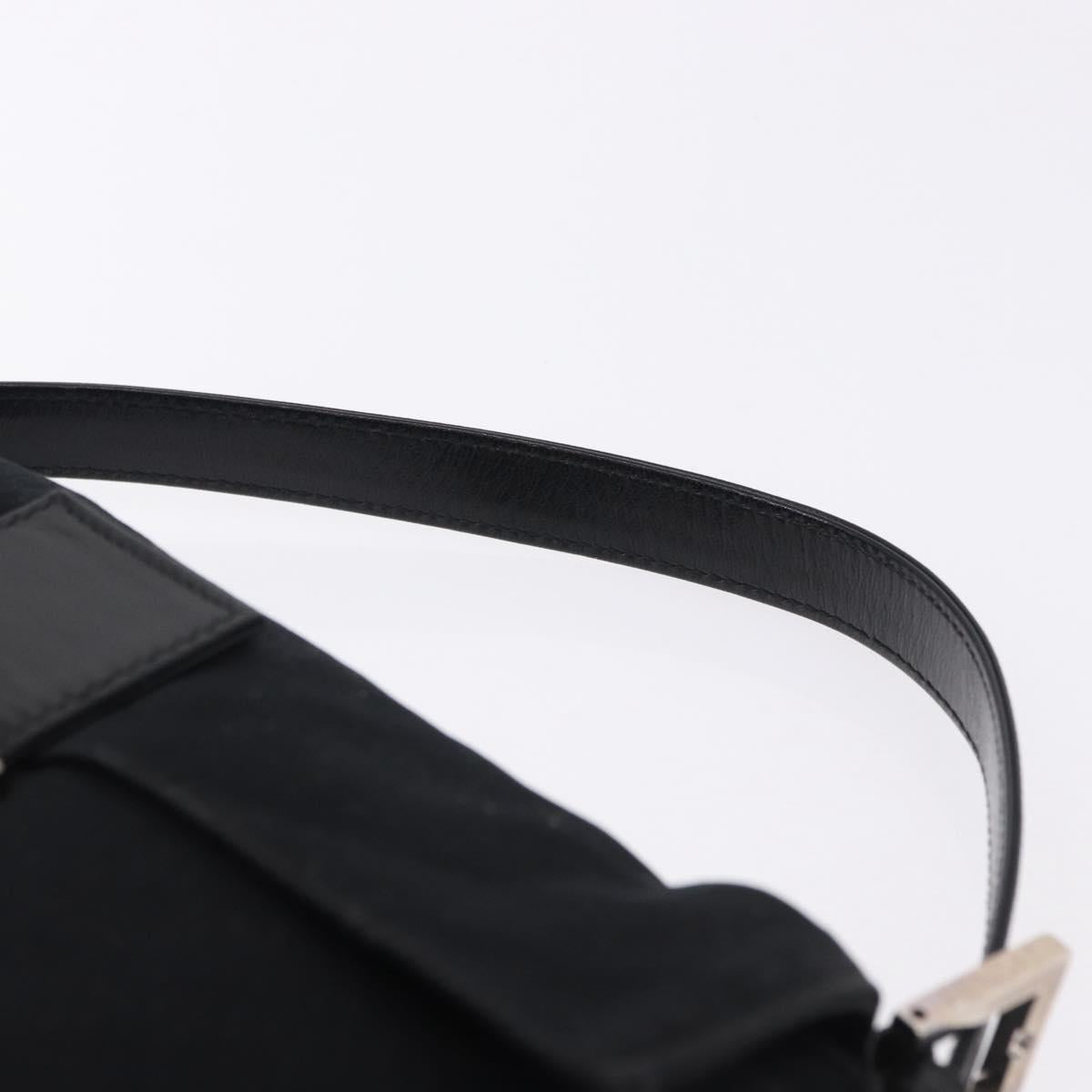 FENDI Mamma Baguette Shoulder Bag Cotton jersey Black Silver Auth am12039A