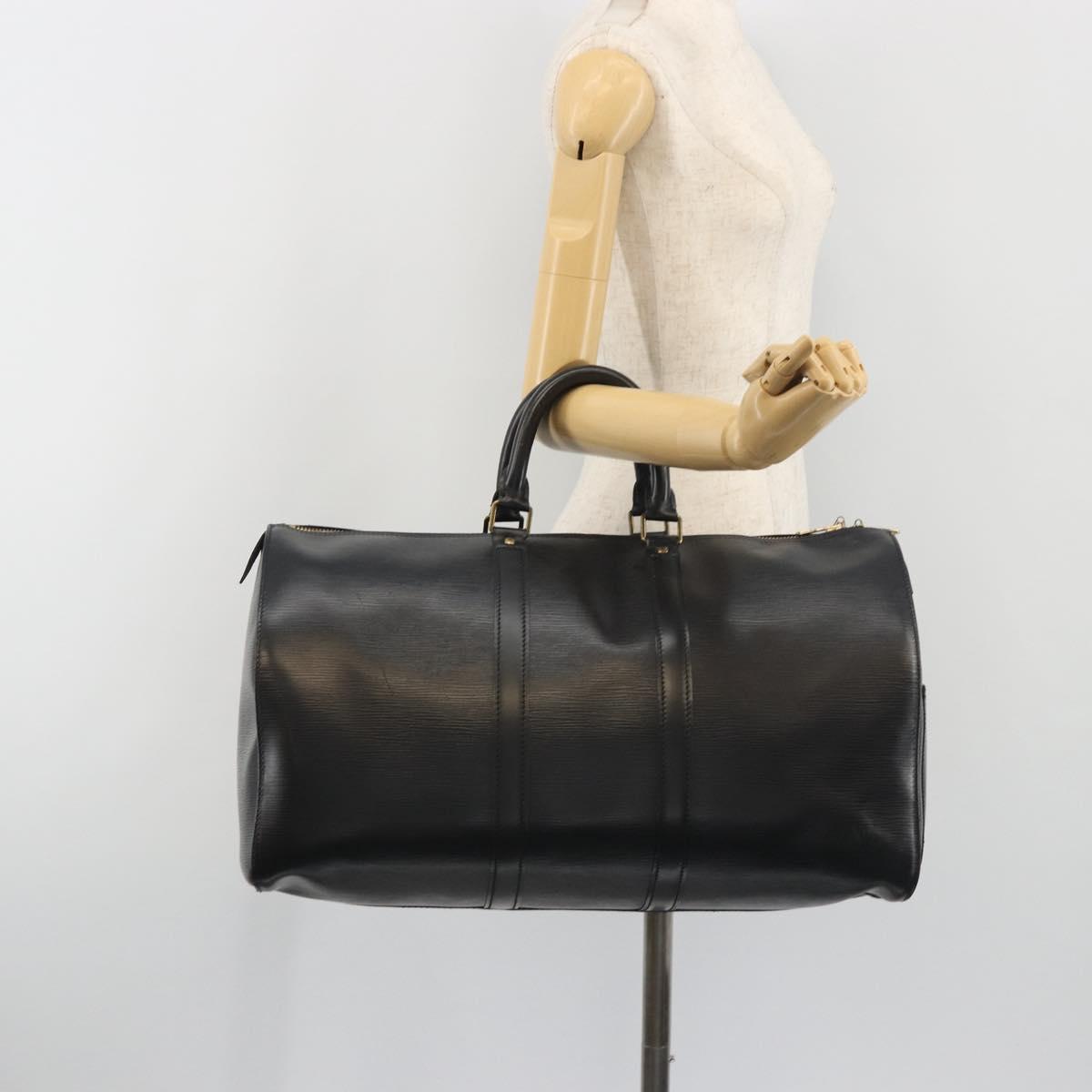 LOUIS VUITTON Epi Keepall 45 Boston Bag Black M42972 LV Auth am12043