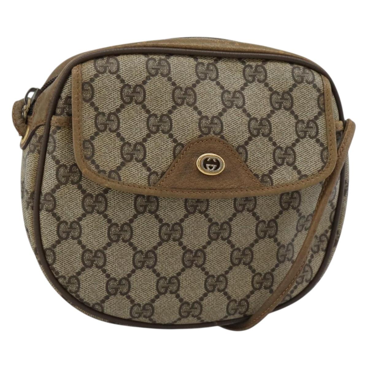 GUCCI GG Supreme Shoulder Bag PVC Beige Gold 56 02 600 Auth am12045