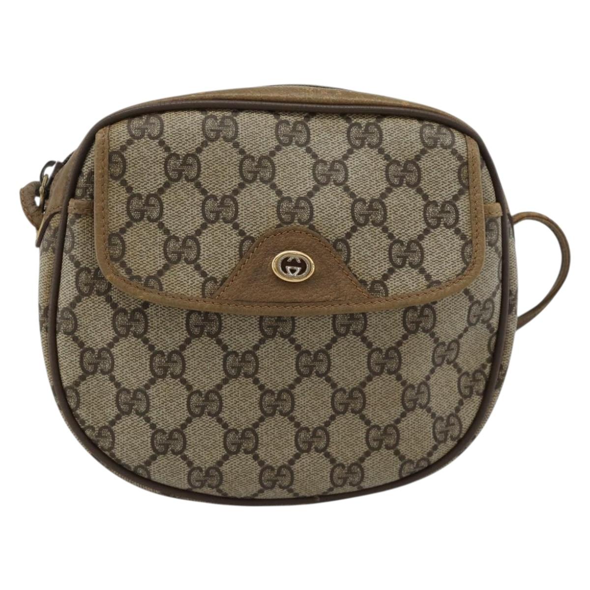 GUCCI GG Supreme Shoulder Bag PVC Beige Gold 56 02 600 Auth am12045