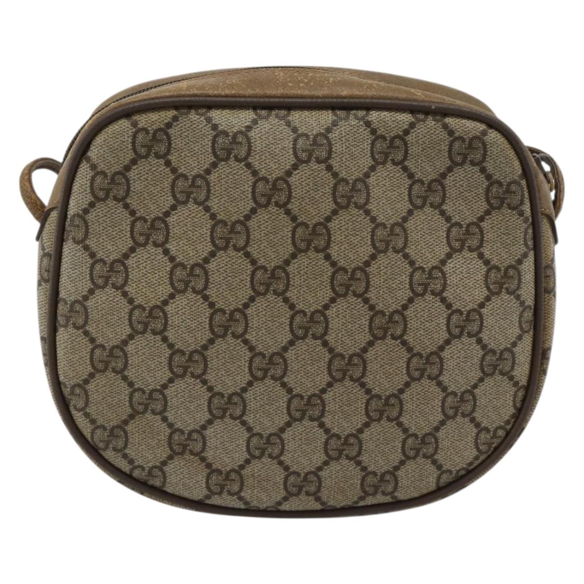 GUCCI GG Supreme Shoulder Bag PVC Beige Gold 56 02 600 Auth am12045