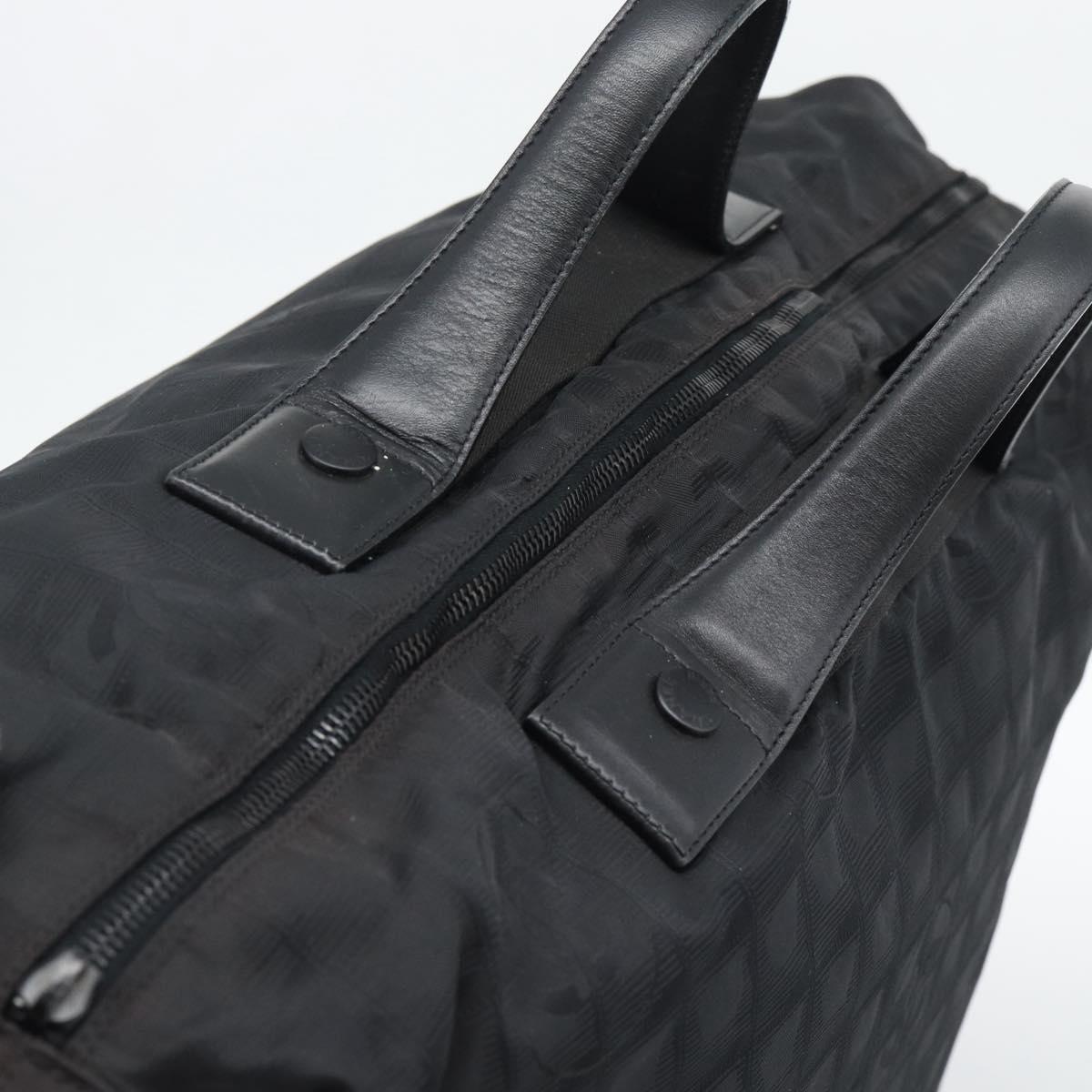 CHANEL New Travel Line Boston Bag Canvas 2way Black Silver CC Auth am12048