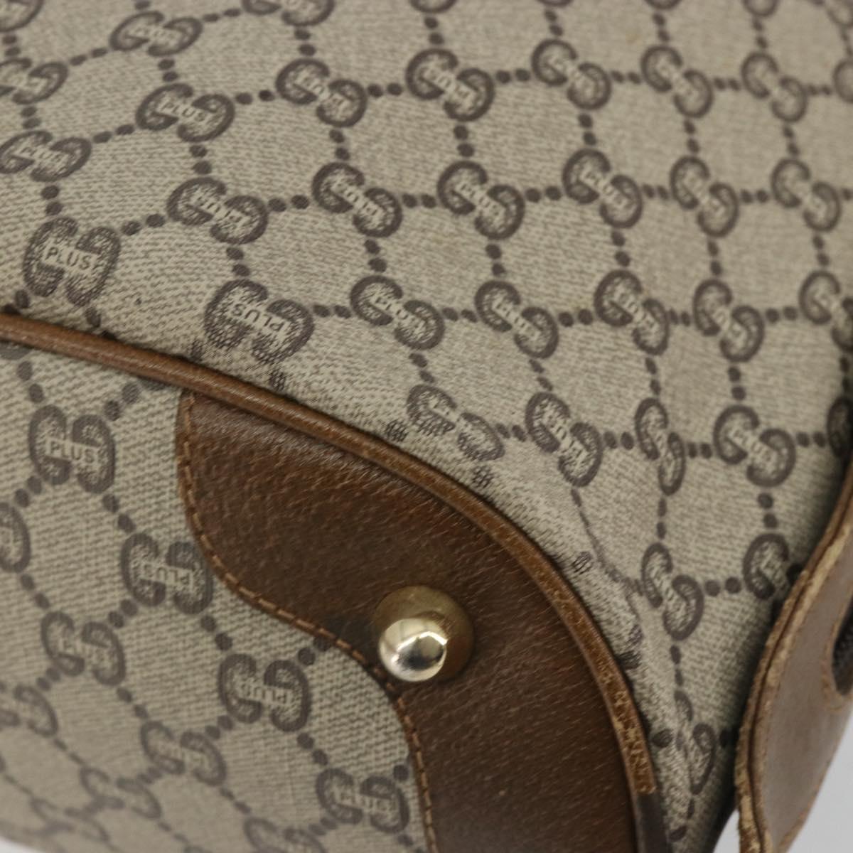 GUCCI GG Plus Supreme Boston Bag PVC Beige Gold Auth am12053