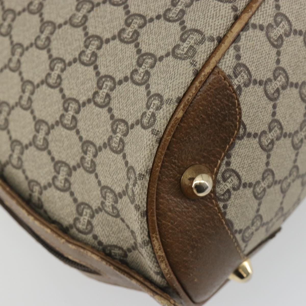 GUCCI GG Plus Supreme Boston Bag PVC Beige Gold Auth am12053