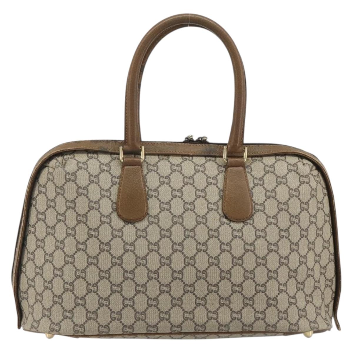 GUCCI GG Plus Supreme Boston Bag PVC Beige Gold Auth am12053