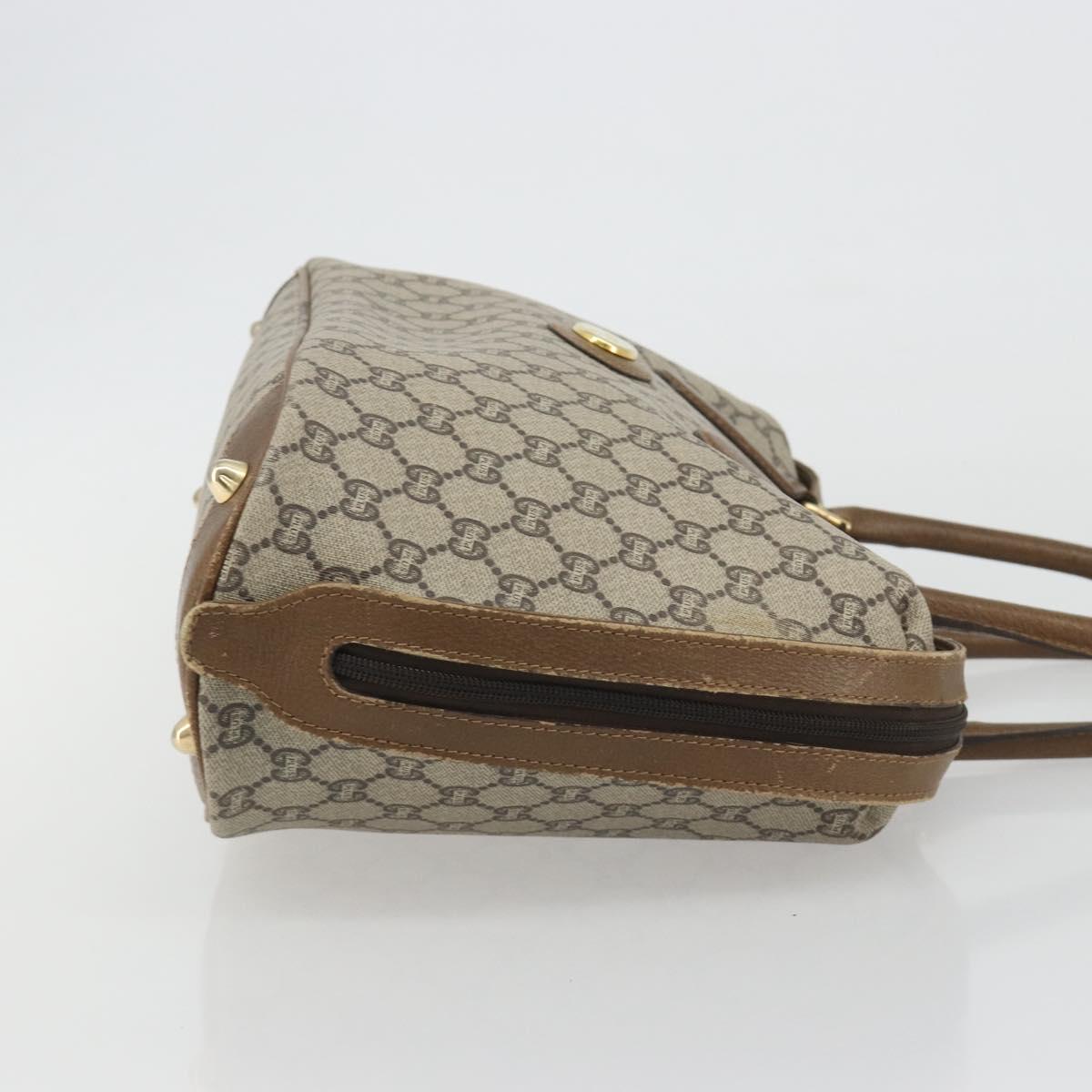 GUCCI GG Plus Supreme Boston Bag PVC Beige Gold Auth am12053