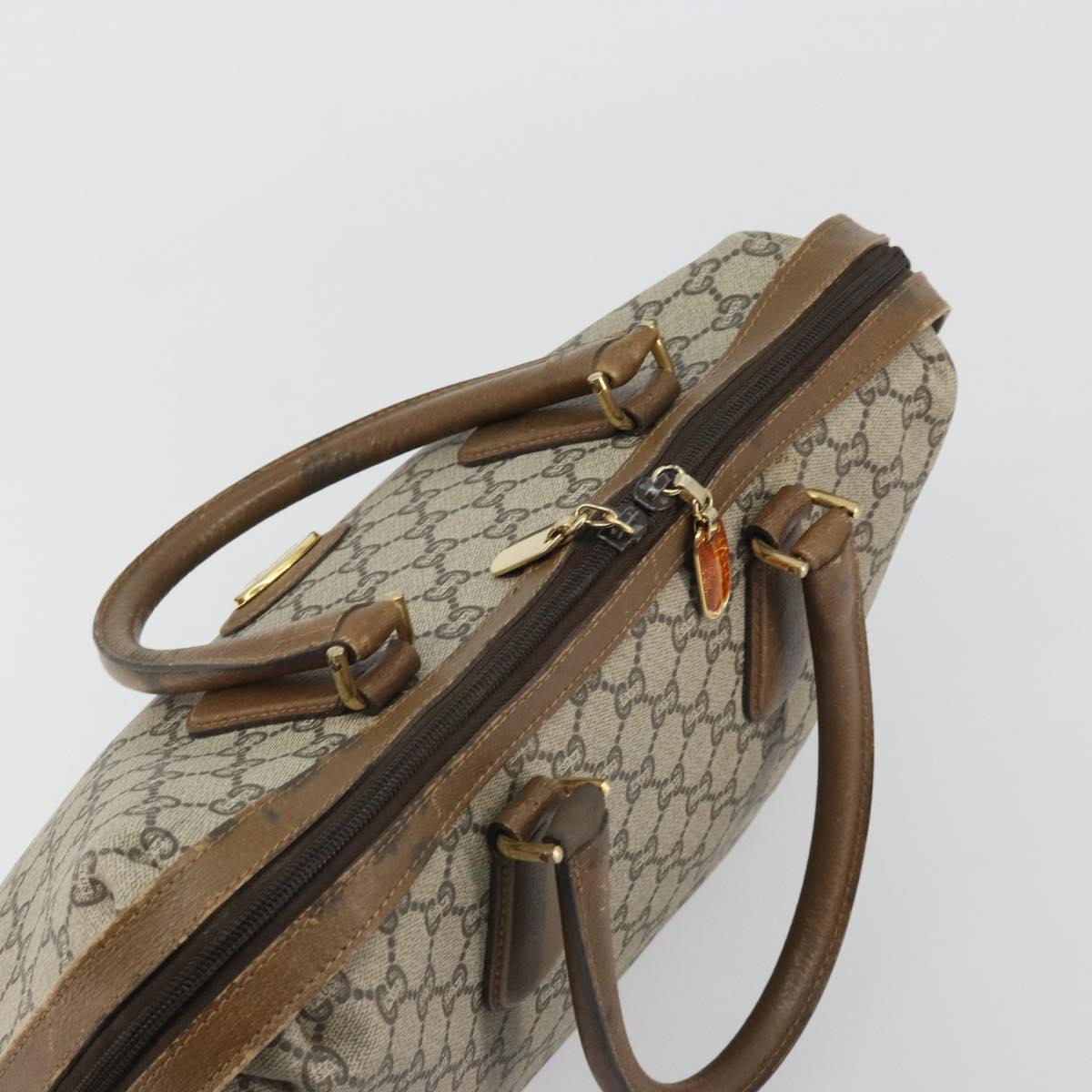 GUCCI GG Plus Supreme Boston Bag PVC Beige Gold Auth am12053