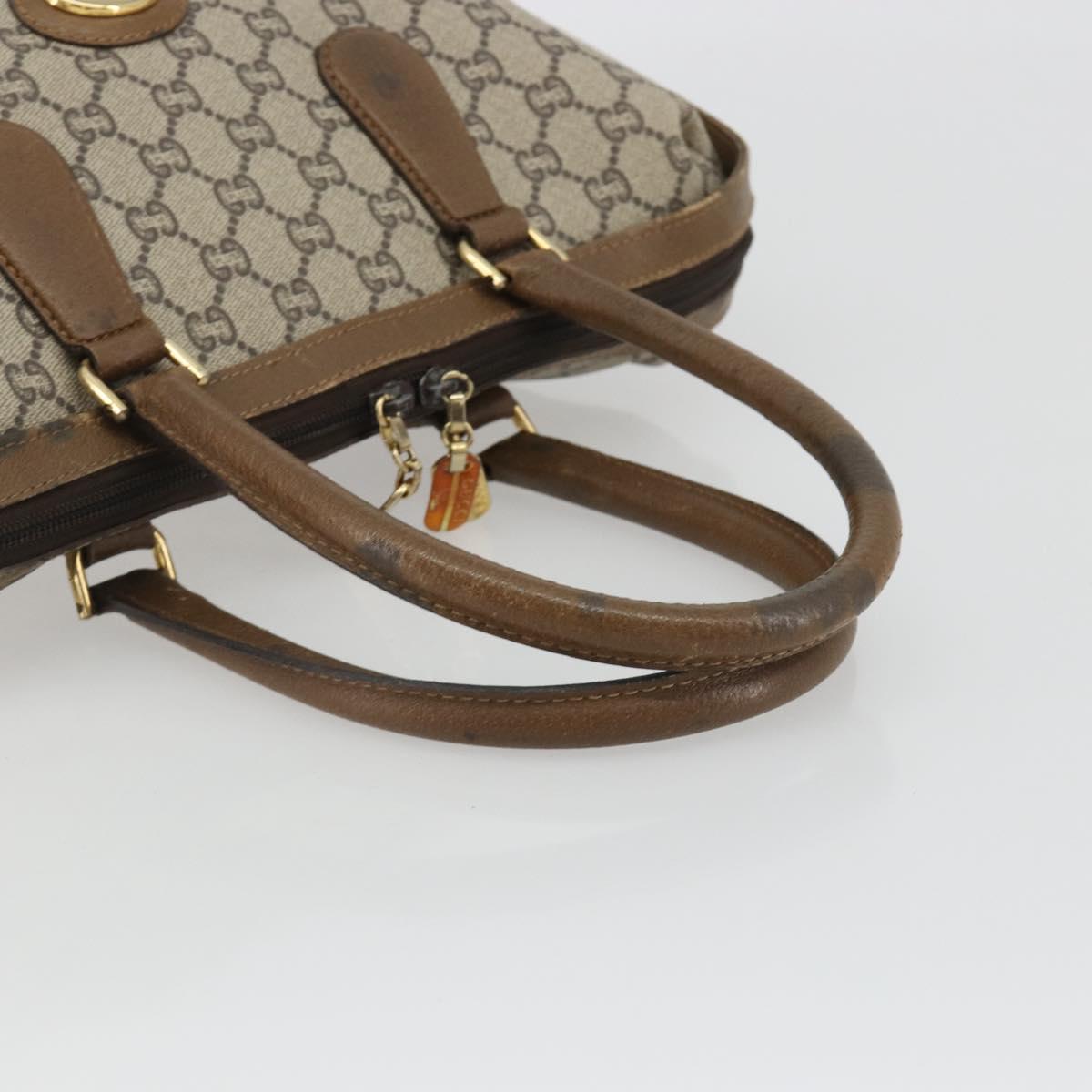 GUCCI GG Plus Supreme Boston Bag PVC Beige Gold Auth am12053