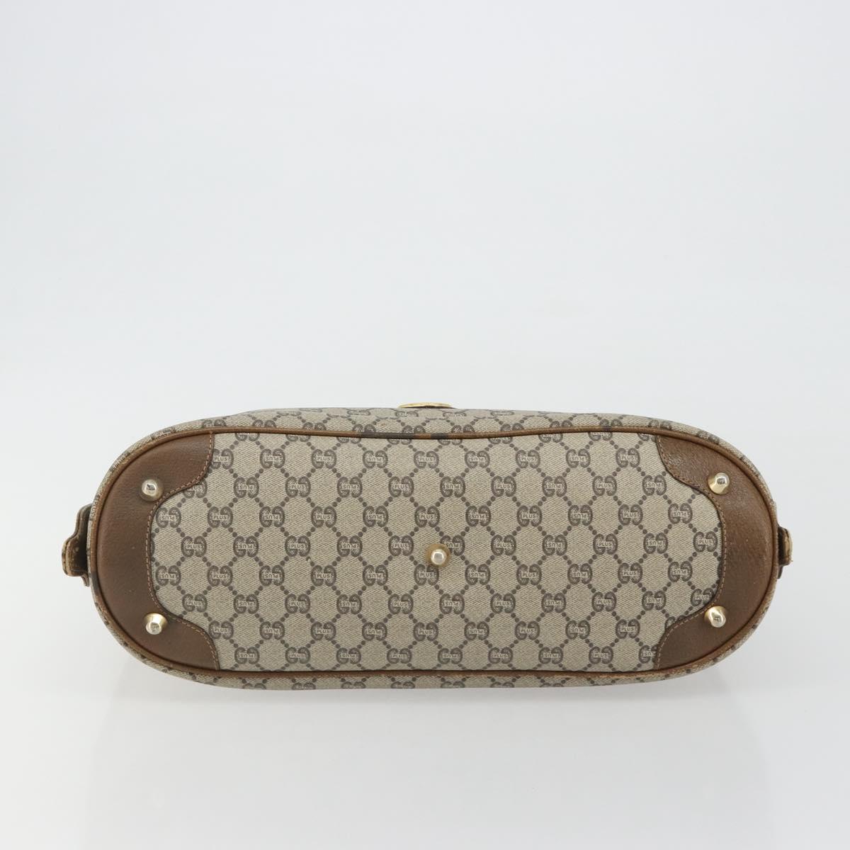 GUCCI GG Plus Supreme Boston Bag PVC Beige Gold Auth am12053