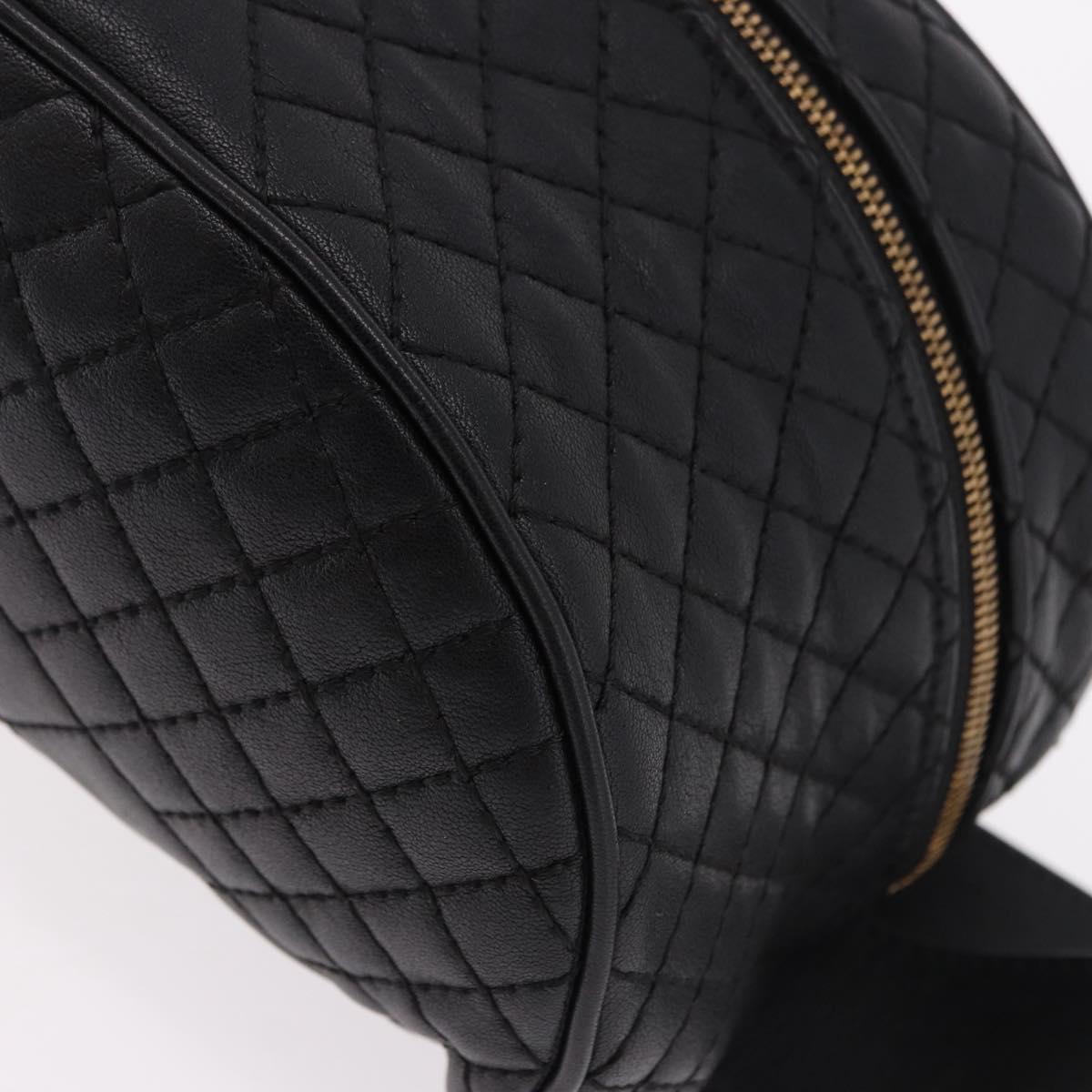 VERSACE Body Bag Leather Black Gold Auth am12055V