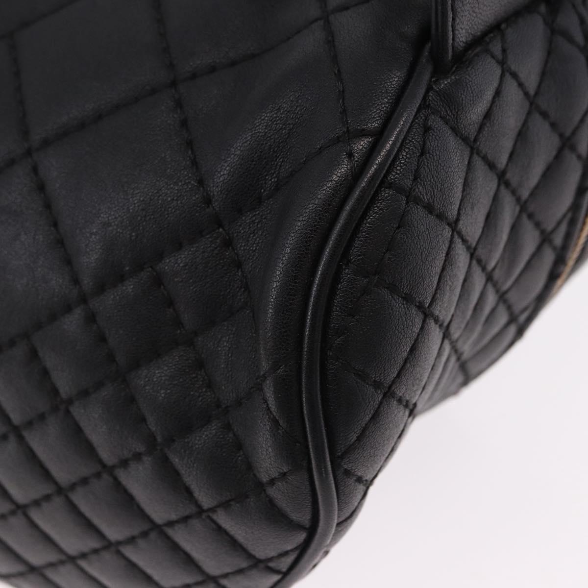 VERSACE Body Bag Leather Black Gold Auth am12055V