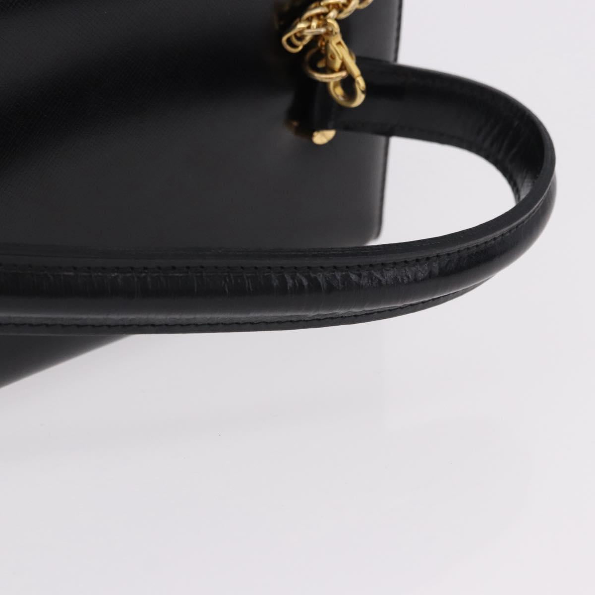 Gianni Versace Sunburst Vanity Hand Bag Leather Black Gold Auth am12056V