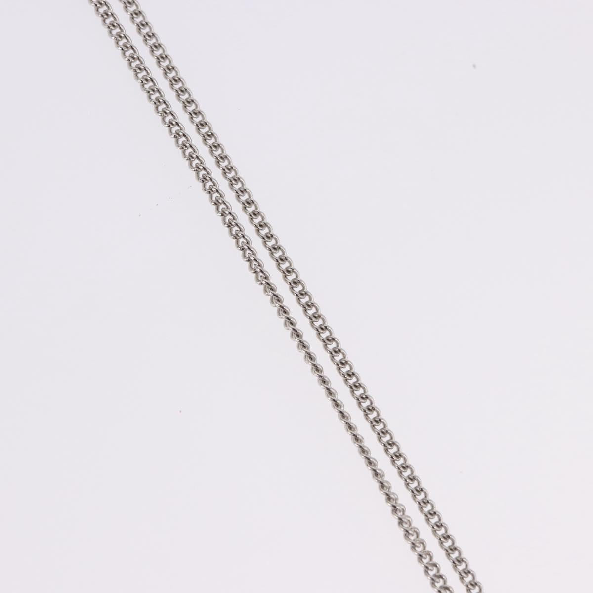 Salvatore Ferragamo Gancini Rhinestone Heart Necklace metal Silver Auth am12057V