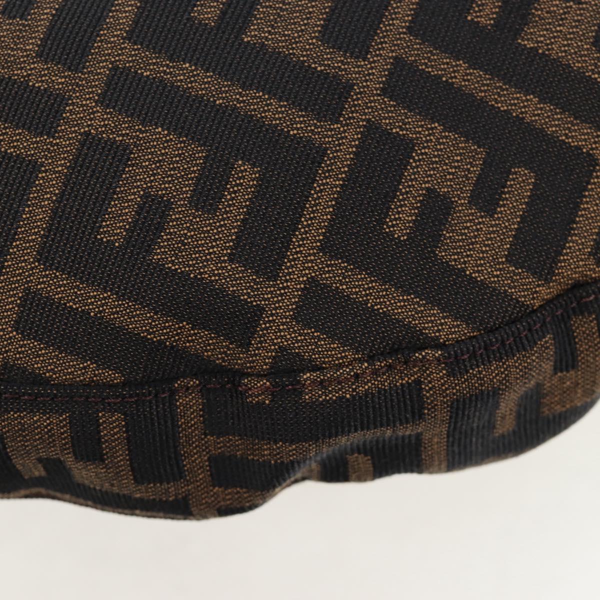 FENDI Zucca Canvas Mamma Baguette Shoulder Bag Brown Black Auth am12058V