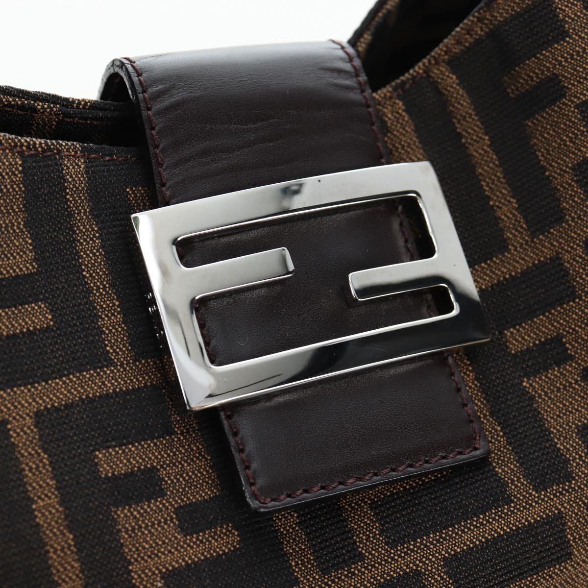 FENDI Zucca Canvas Mamma Baguette Shoulder Bag Brown Black Auth am12058V