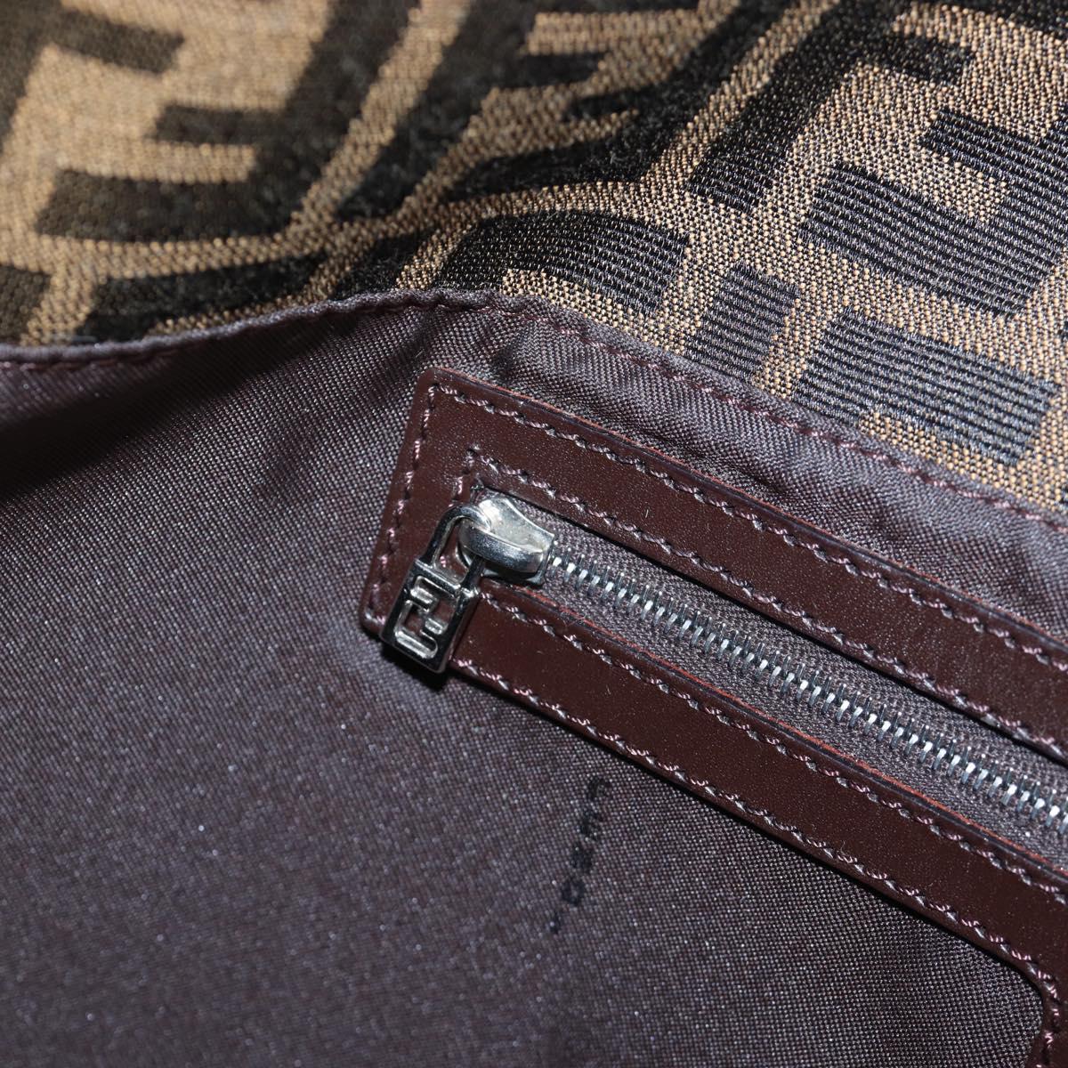 FENDI Zucca Canvas Mamma Baguette Shoulder Bag Brown Black Auth am12058V