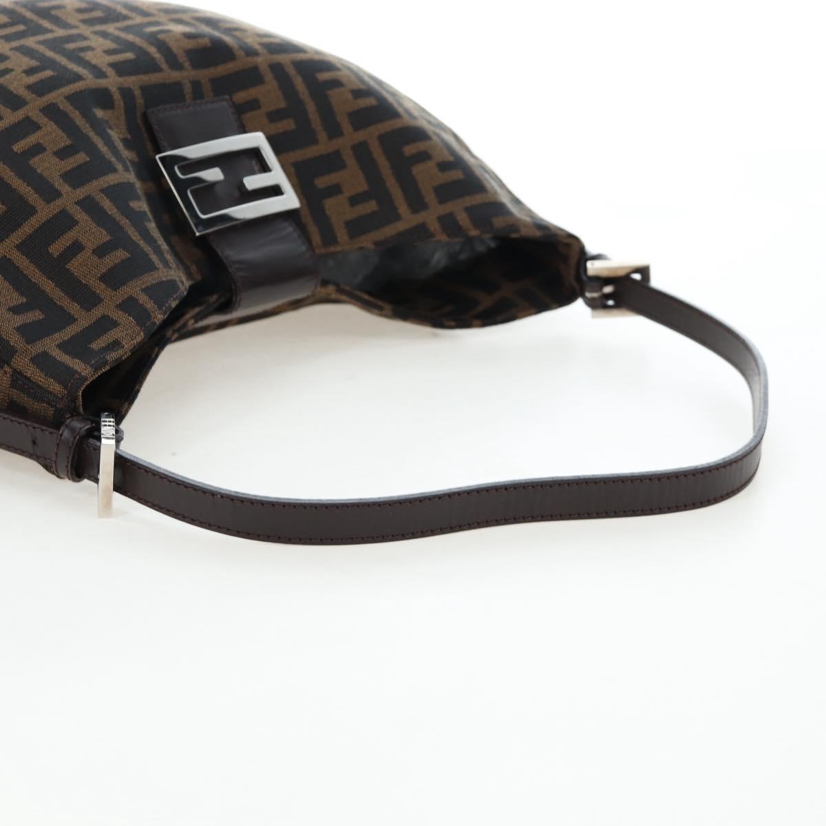 FENDI Zucca Canvas Mamma Baguette Shoulder Bag Brown Black Auth am12058V