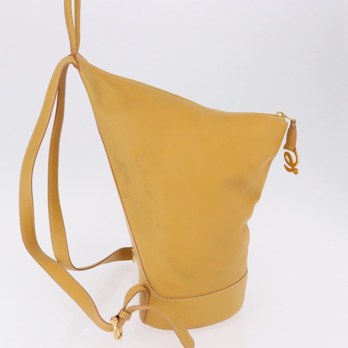 LOEWE Anton Backpack Leather Yellow Gold Auth am12060A