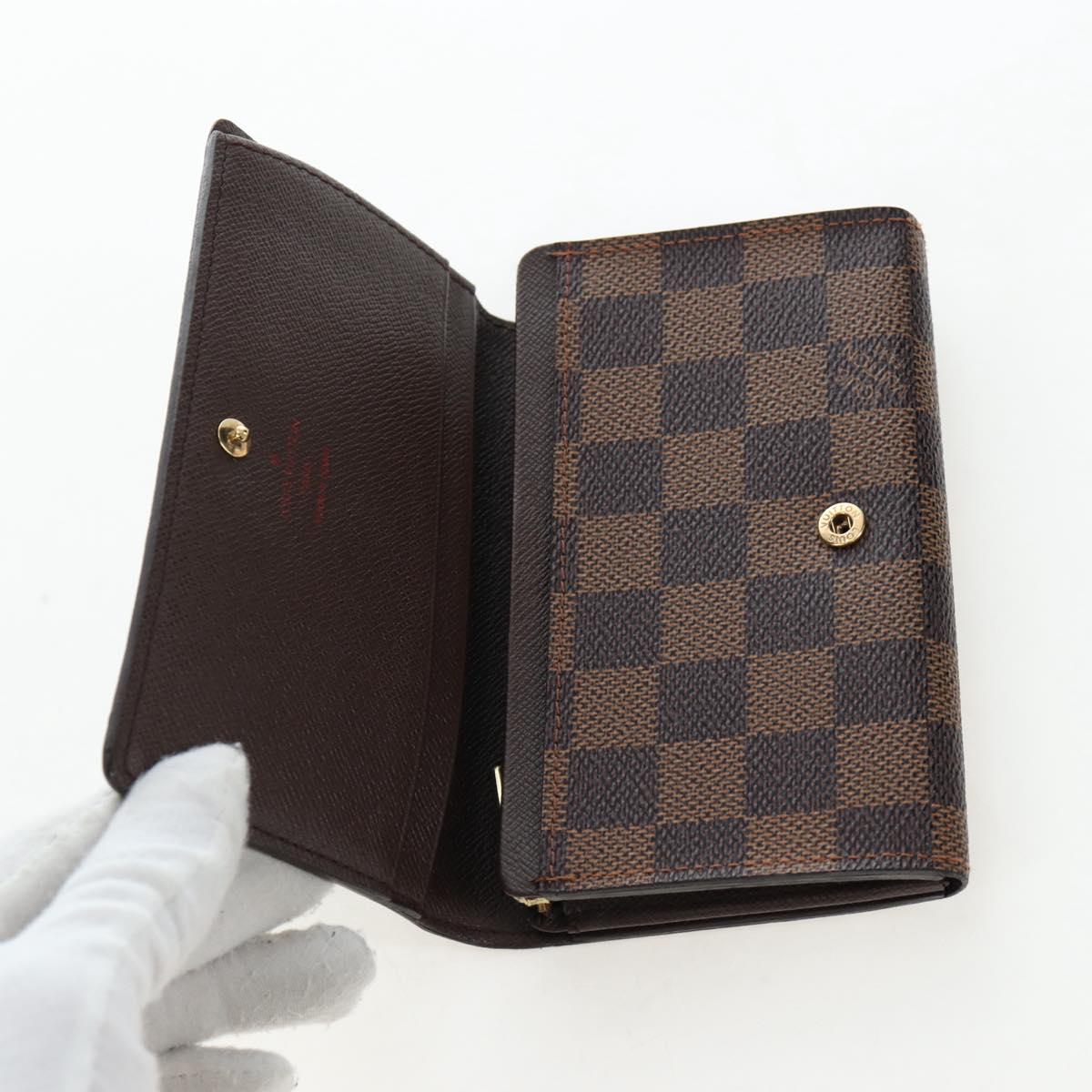 LOUIS VUITTON Damier Ebene Porte Monnaie Billets Tresor N61730 LV Auth am12062V