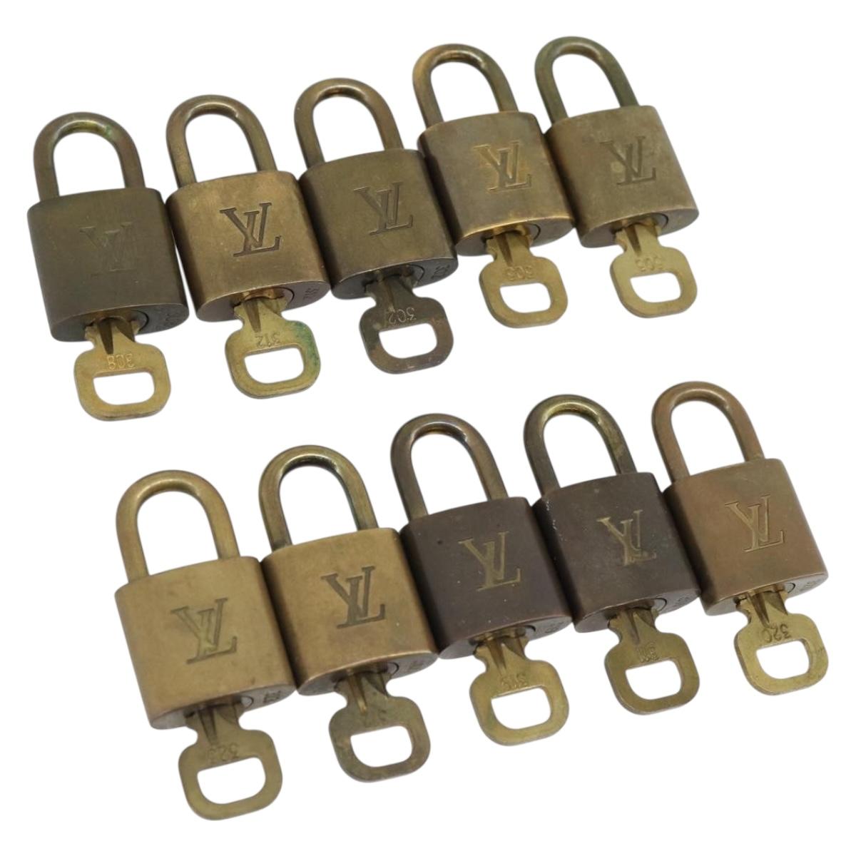 LOUIS VUITTON Padlock 10 Set Padlock metal Gold LV Auth am12065