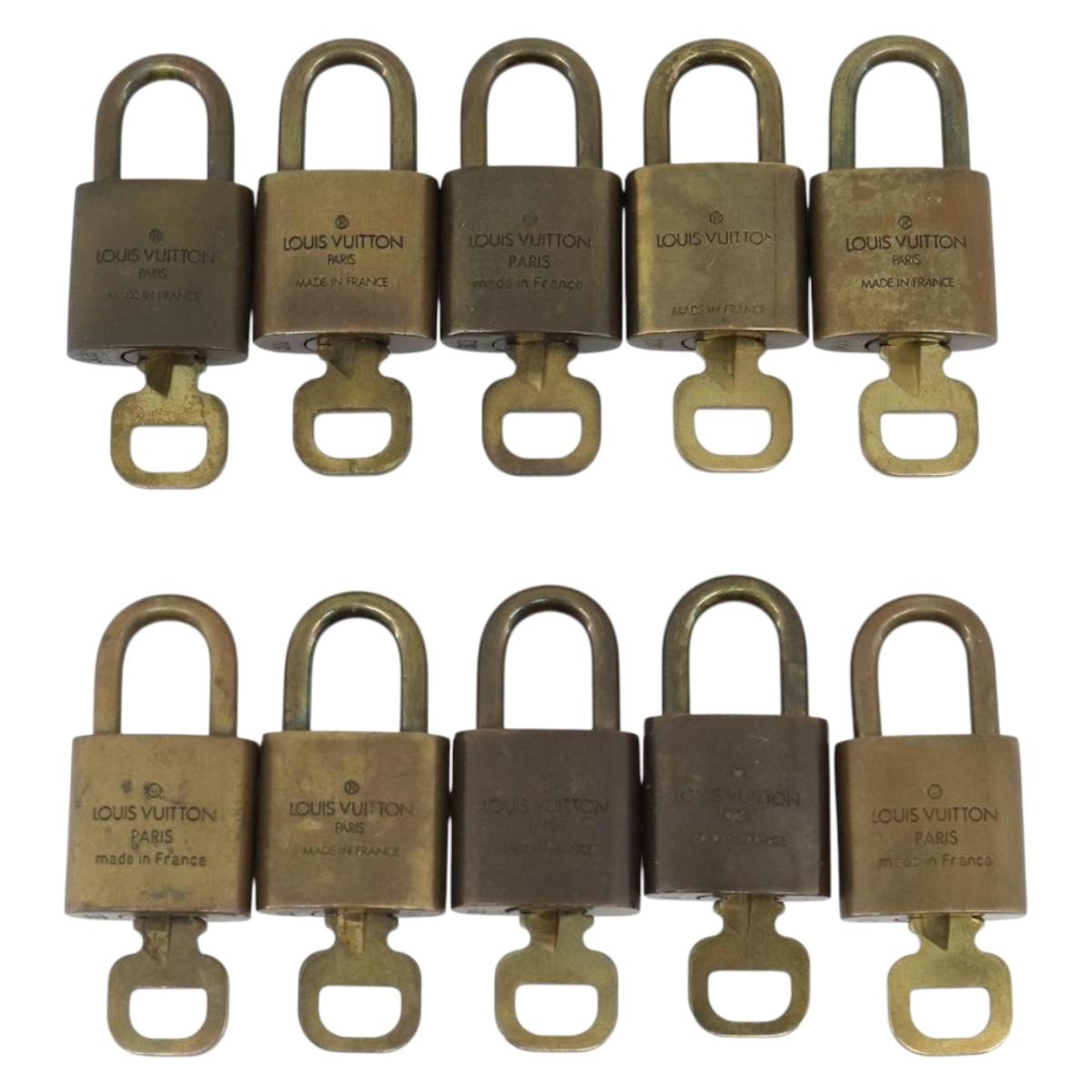 LOUIS VUITTON Padlock 10 Set Padlock metal Gold LV Auth am12065