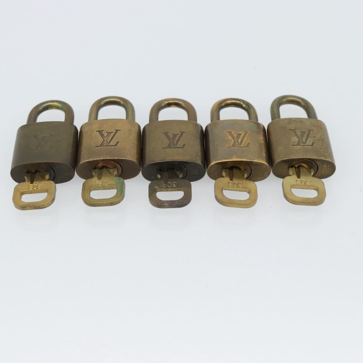 LOUIS VUITTON Padlock 10 Set Padlock metal Gold LV Auth am12065