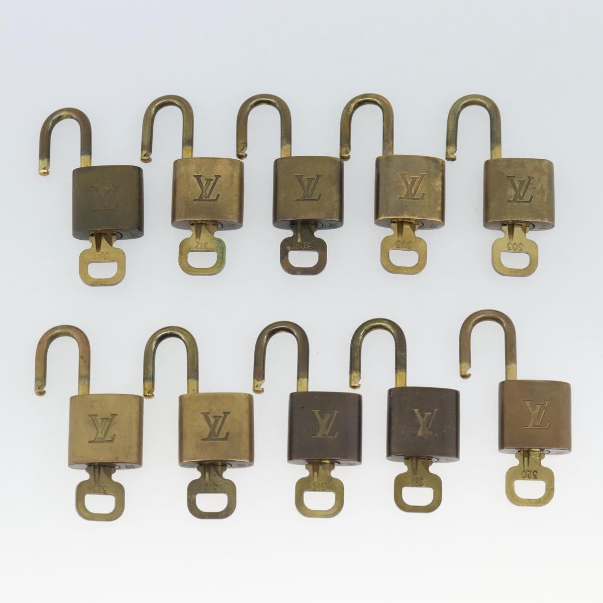 LOUIS VUITTON Padlock 10 Set Padlock metal Gold LV Auth am12065